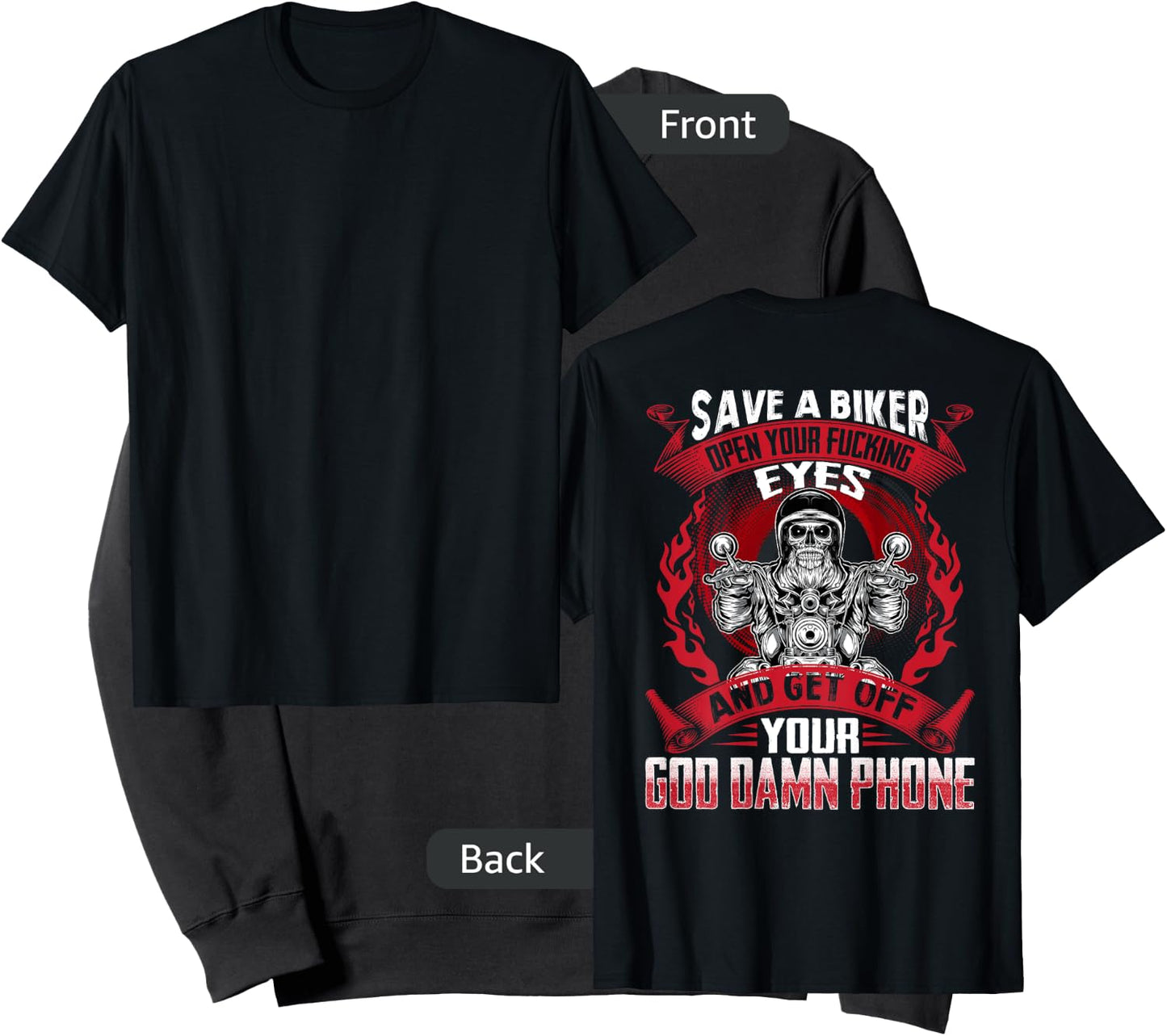 Save A Biker Open Your Eyes And Get Off Your Phone Sweatshirt - Sweatshirt | Black
