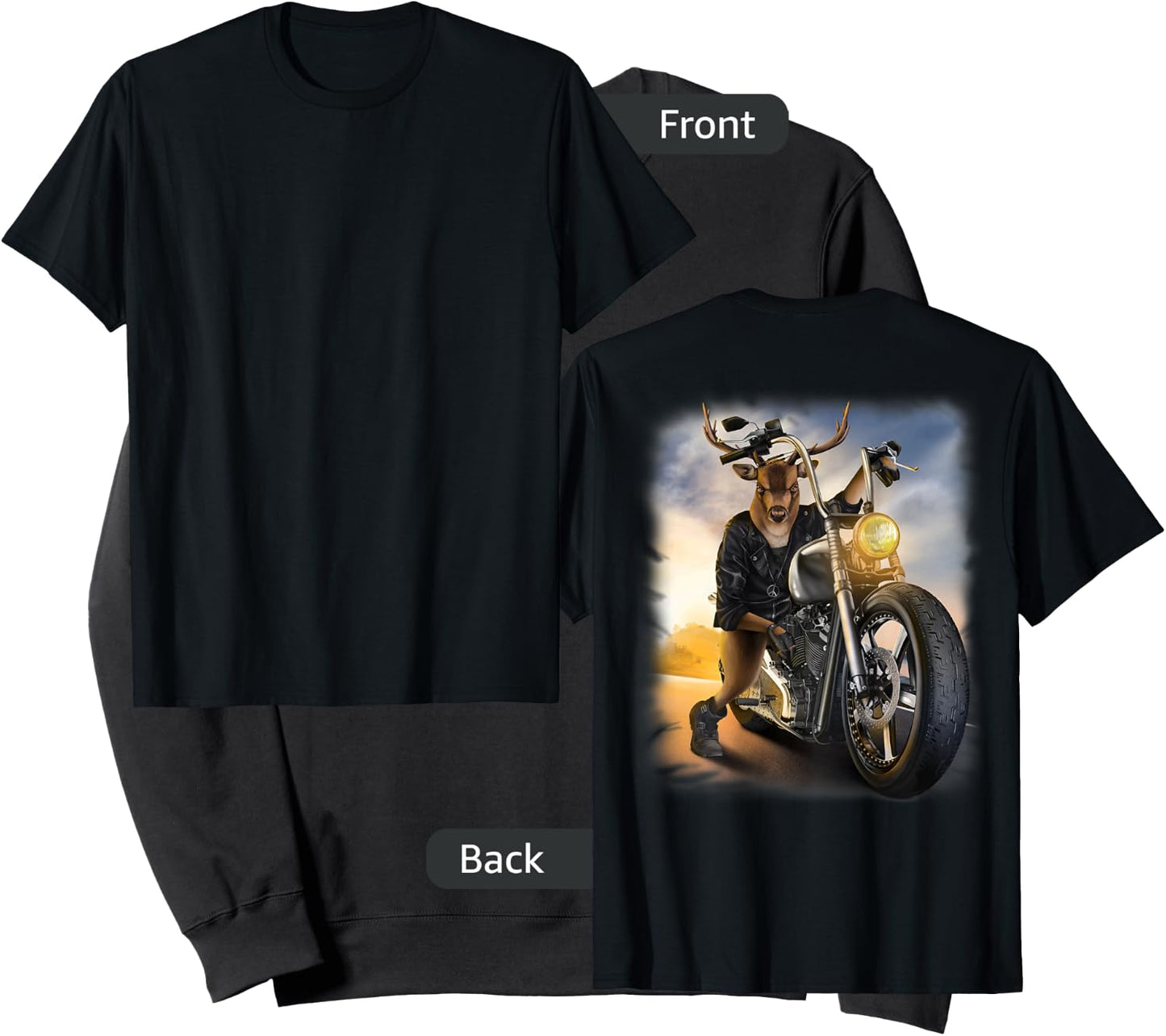 Deer Riding Classic Motorcycle at Sunset Sweatshirt - Sweatshirt | Black