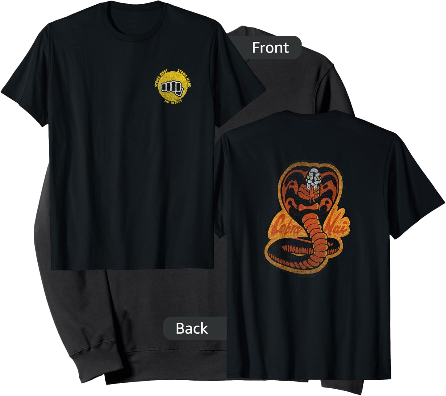 Cobra Kai Cobra Strike Hard Cobra Front and Back Logo Show Sweatshirt - Sweatshirt | Black