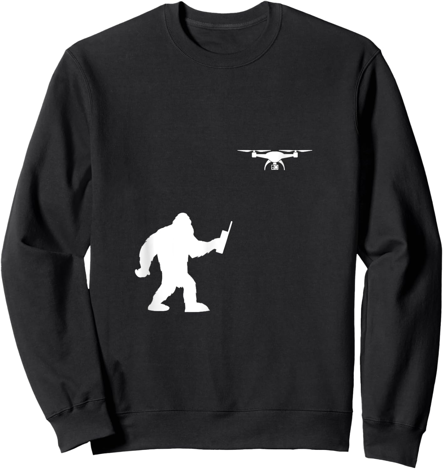 Bigfoot Drone Pilot Drone Gift Pilot Flying Sweatshirt - Sweatshirt | Black