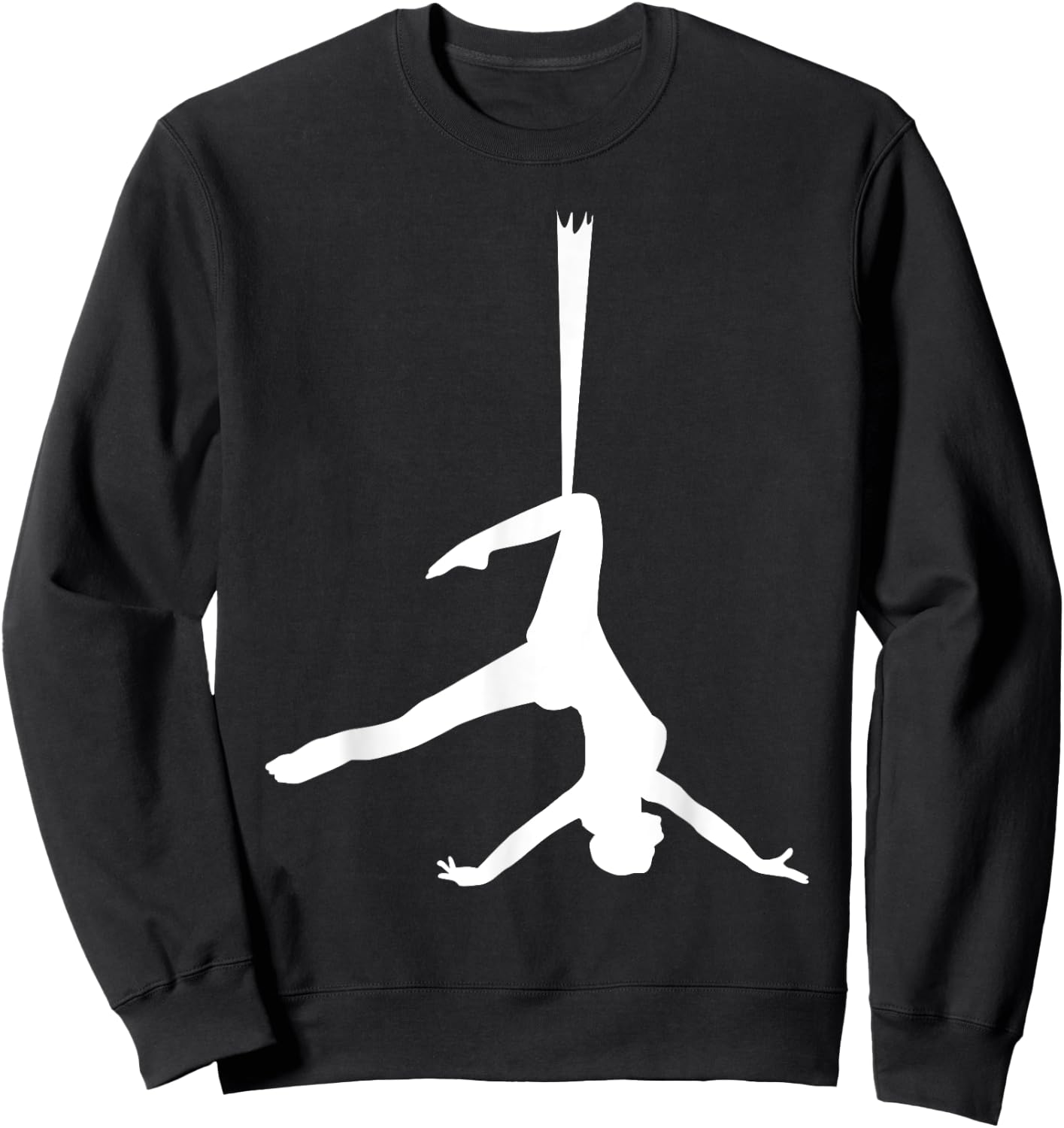 Silhouette Aerial Dance Ribbon Silk Dancer Yoga Dancing Fans Sweatshirt - Sweatshirt | Black