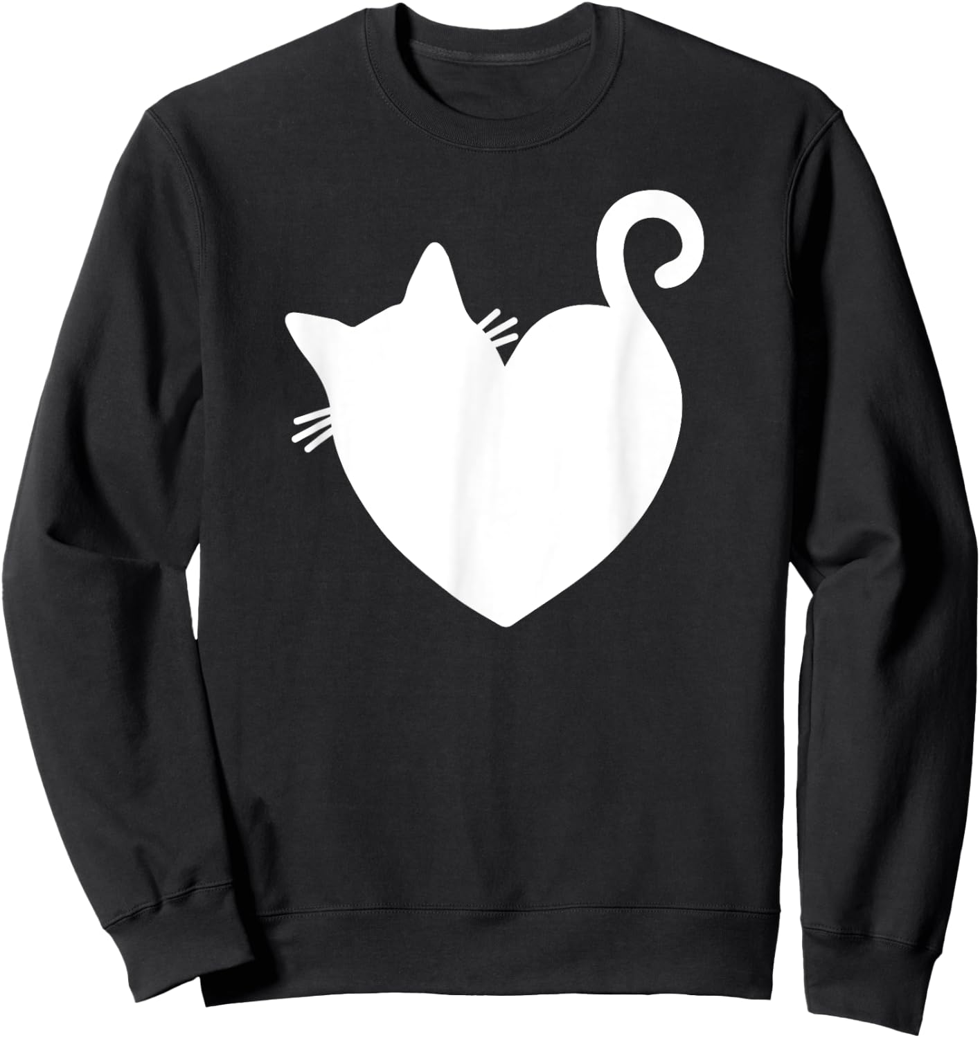 Cat Heart Graphic Women Present Valentines Day Kitty Sweatshirt - Sweatshirt | Black