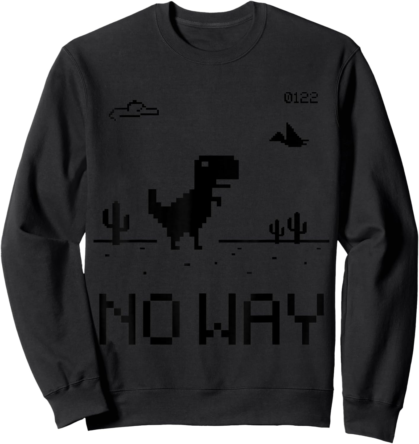Funny Cute Pixel Offline T-Rex Game, Cool Dino Game, Gaming Sweatshirt - Sweatshirt | Black