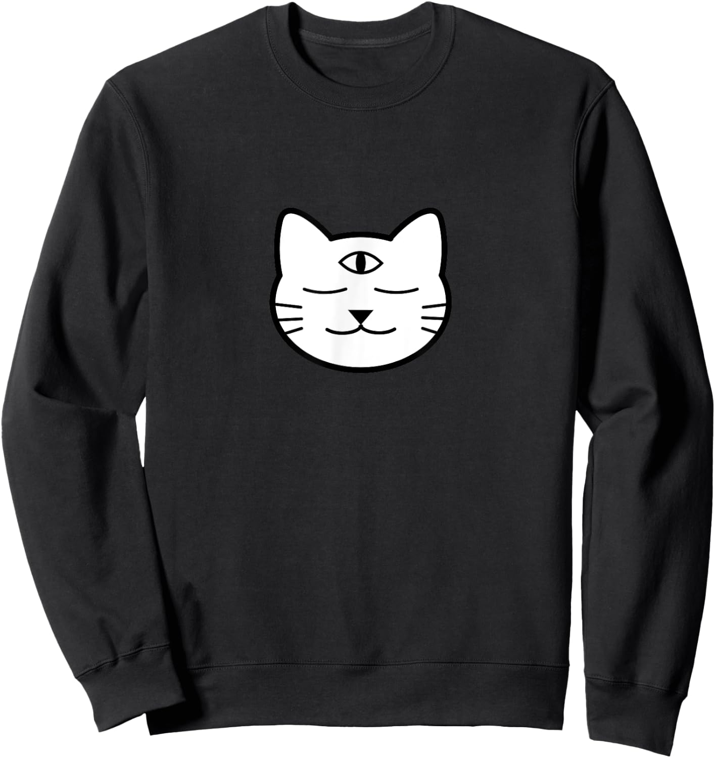 Three-Eyed Cat Third Eye Chakra Yoki Mascot Yoga Meditation Sweatshirt - Sweatshirt | Black
