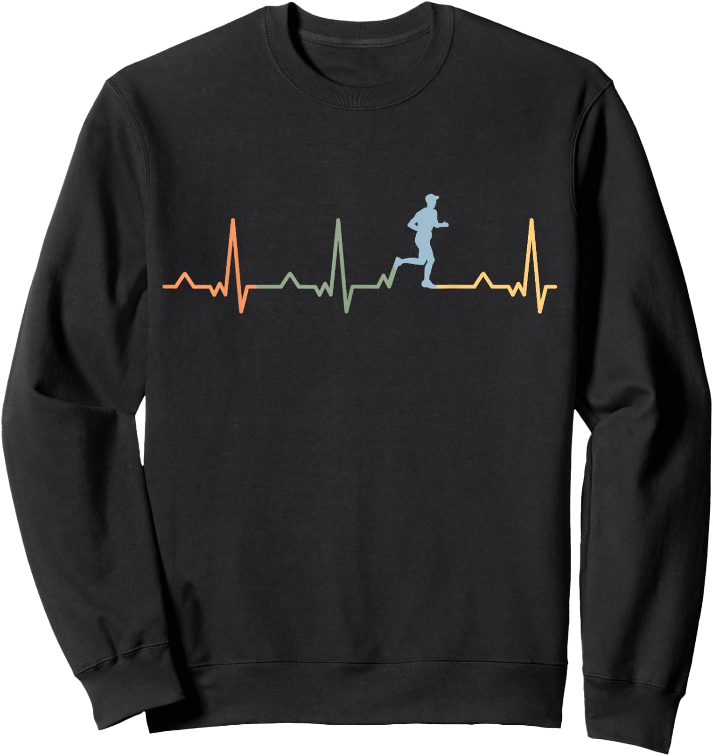 Marathon Jogging Running Heart Beat Running Sprint Sweatshirt - Sweatshirt | Black