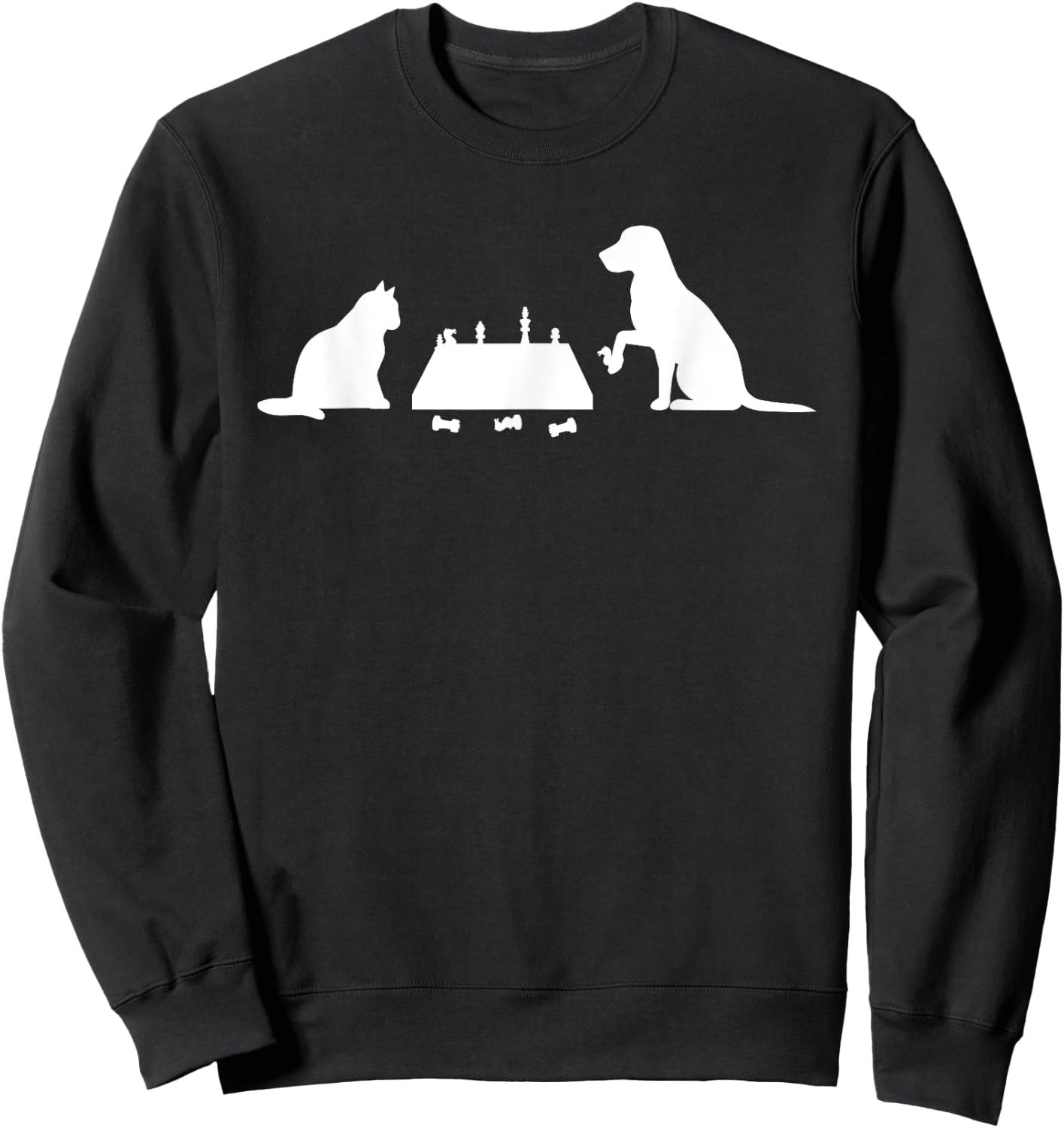 Chess Cat and Dog Game Chessboard Chess Tournament Sweatshirt - Sweatshirt | Black