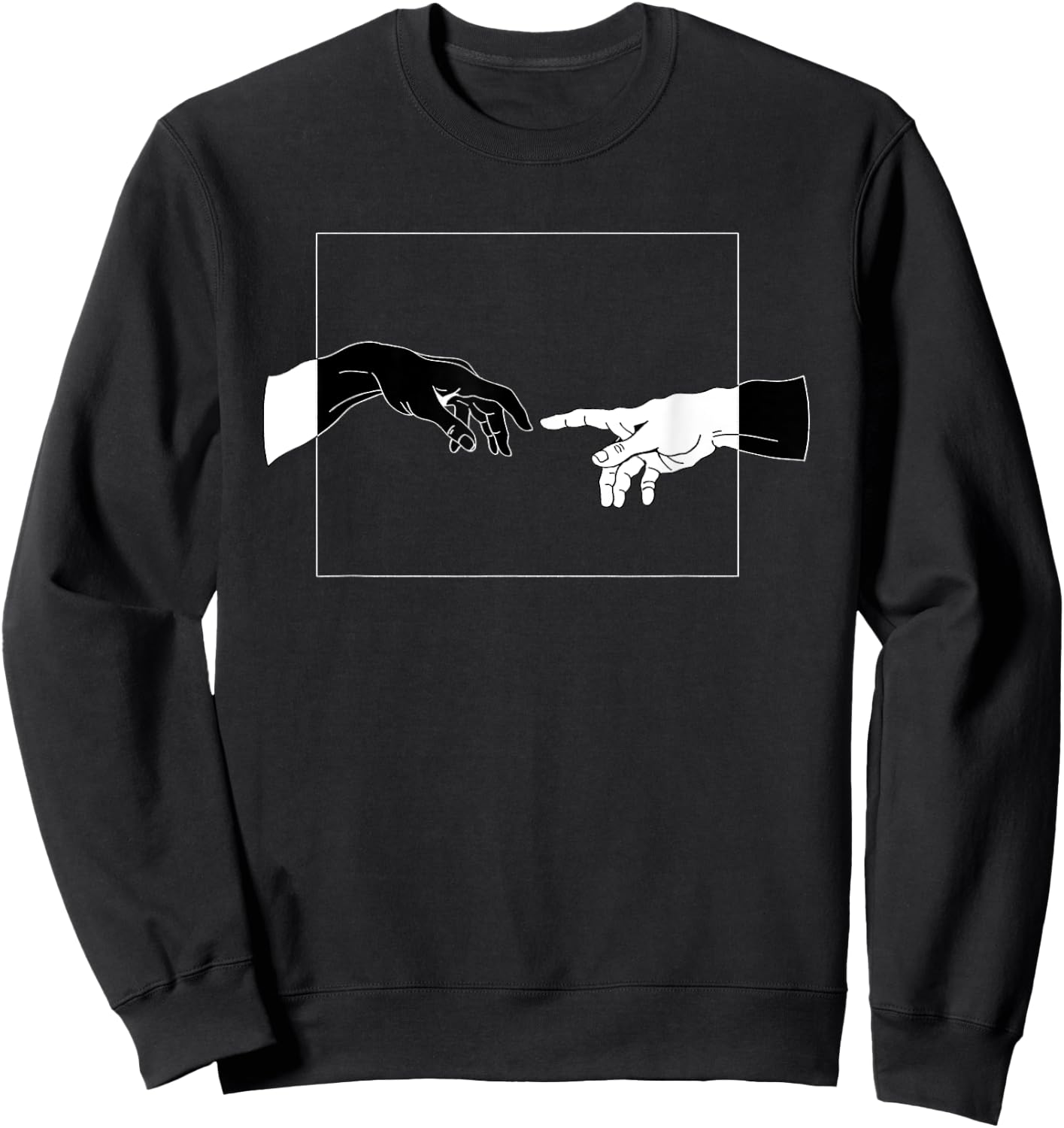 Light Touch Creation of Adam Hand of God Art Gift Sweatshirt - Sweatshirt | Black