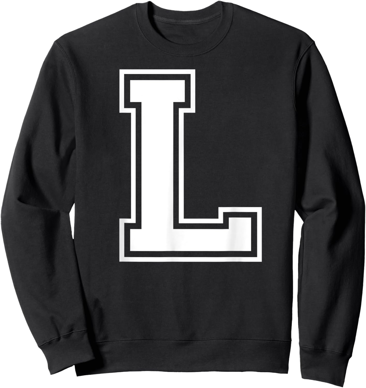 Letter L Capital Alphabet College Varsity Monogram Club Sweatshirt - Sweatshirt | Black