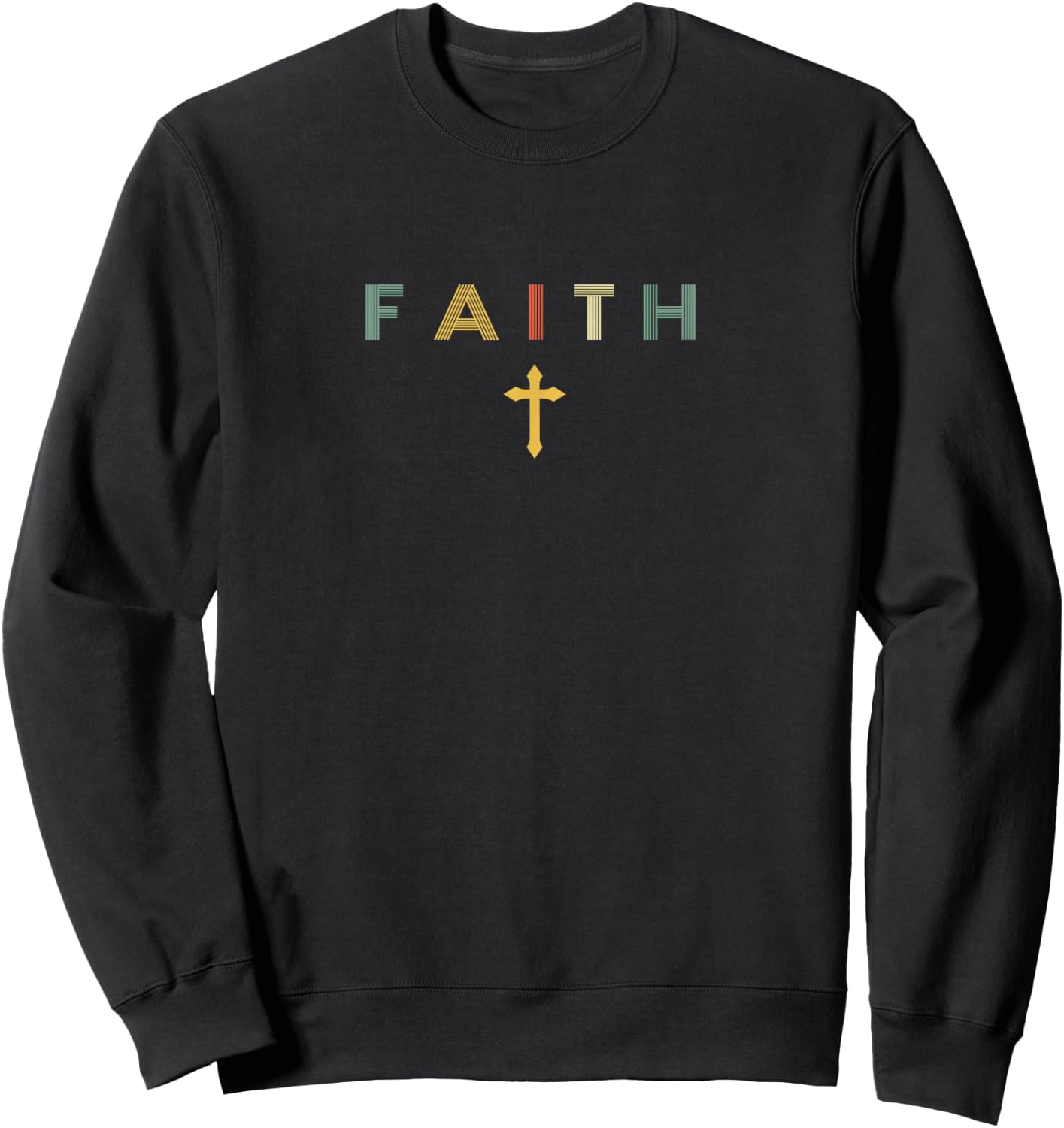 Christian Religious Christ Faith and Cross Vintage Sweatshirt - Sweatshirt | Black