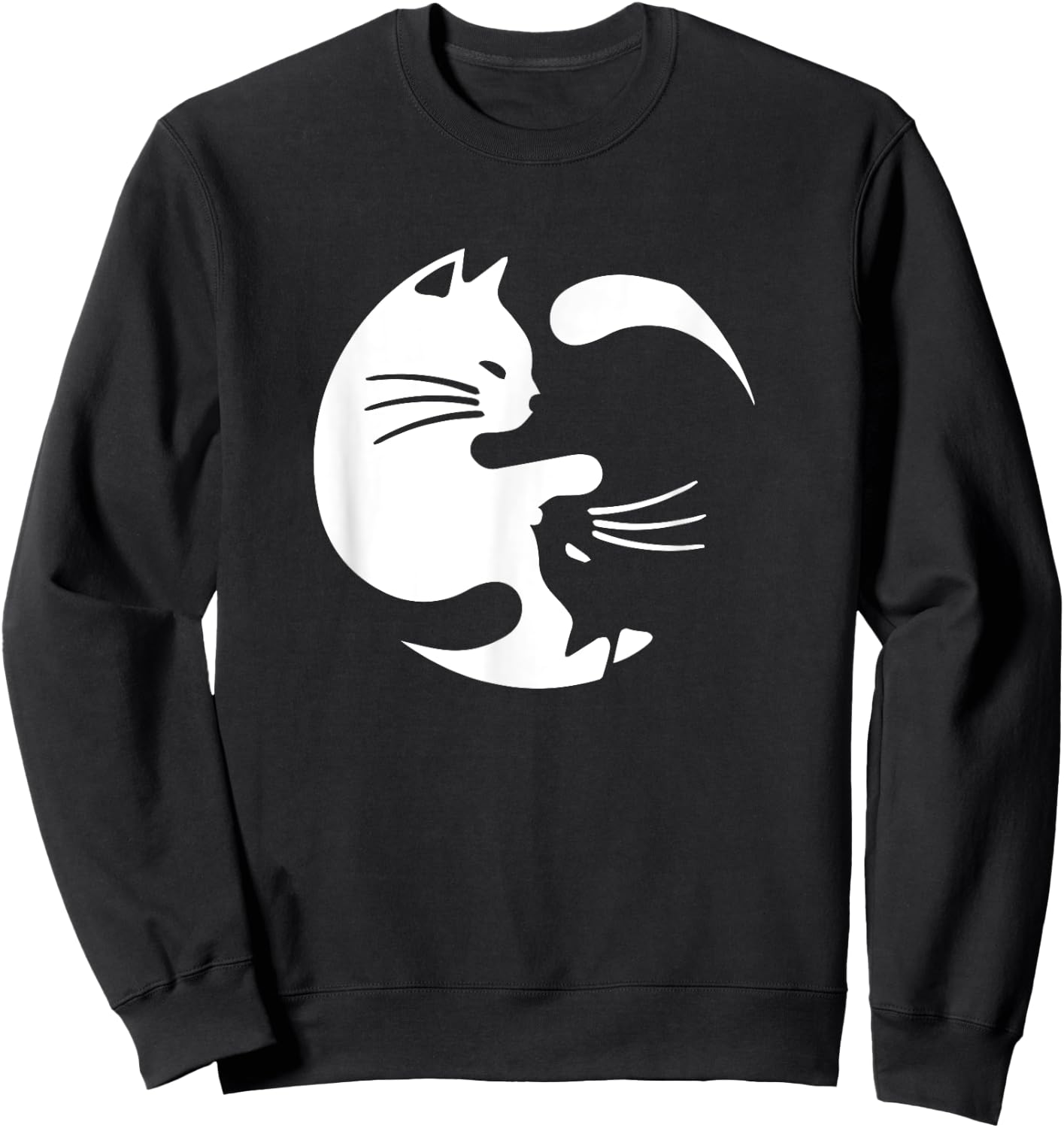 Cute Yin & Yang Cats Yoga Peace Lover Cat Lover Graphic Sweatshirt - Sweatshirt | Black