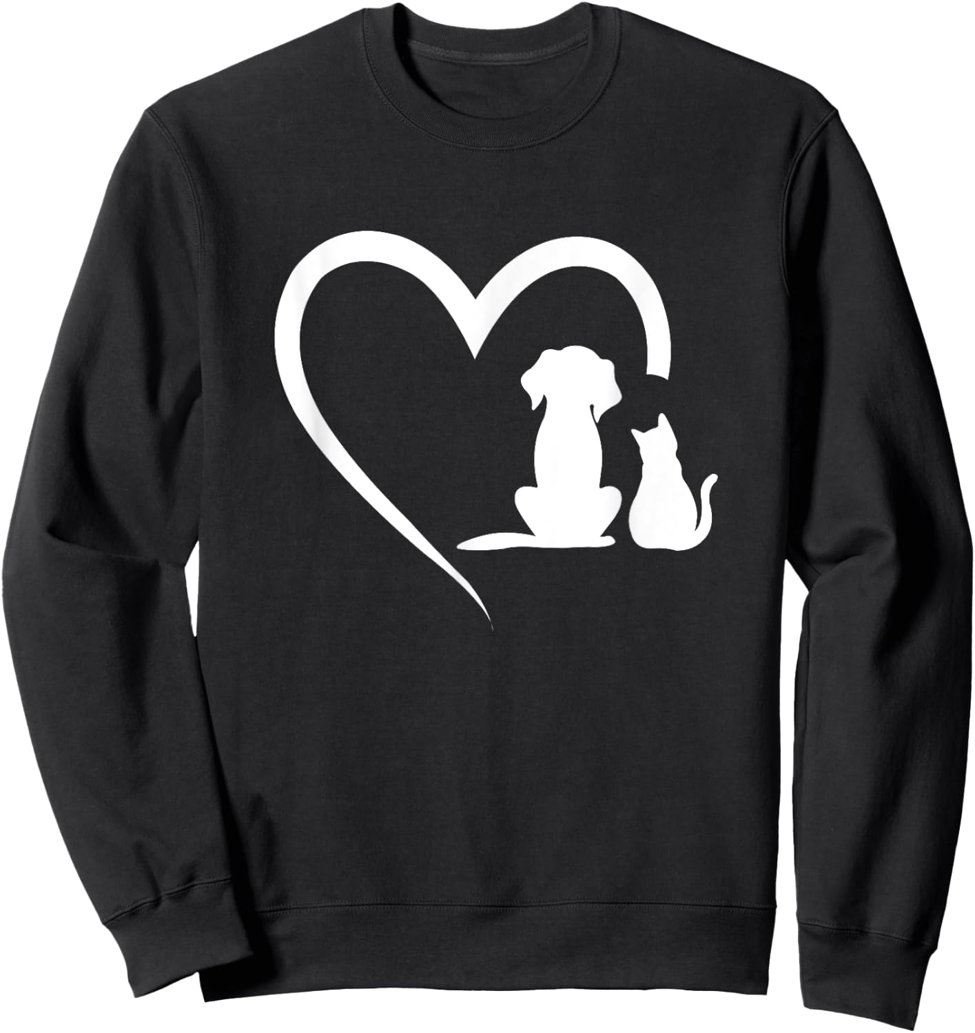 Dog Puppy and Baby Cat Heart - Animal Dog & Cat Heart Women Girls Kids Sweatshirt - Sweatshirt | Black