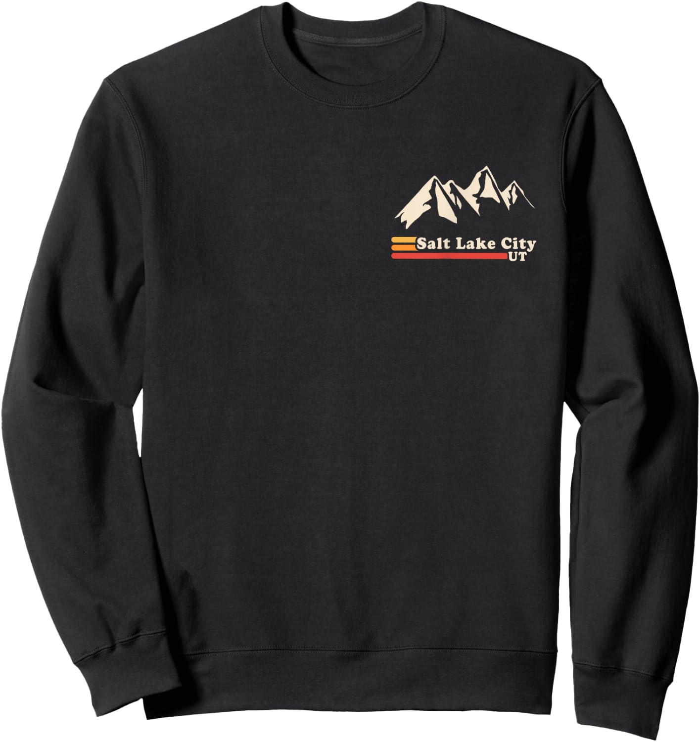 Retro Salt Lake City Utah Mountains Ski Sweatshirt - Sweatshirt | Black