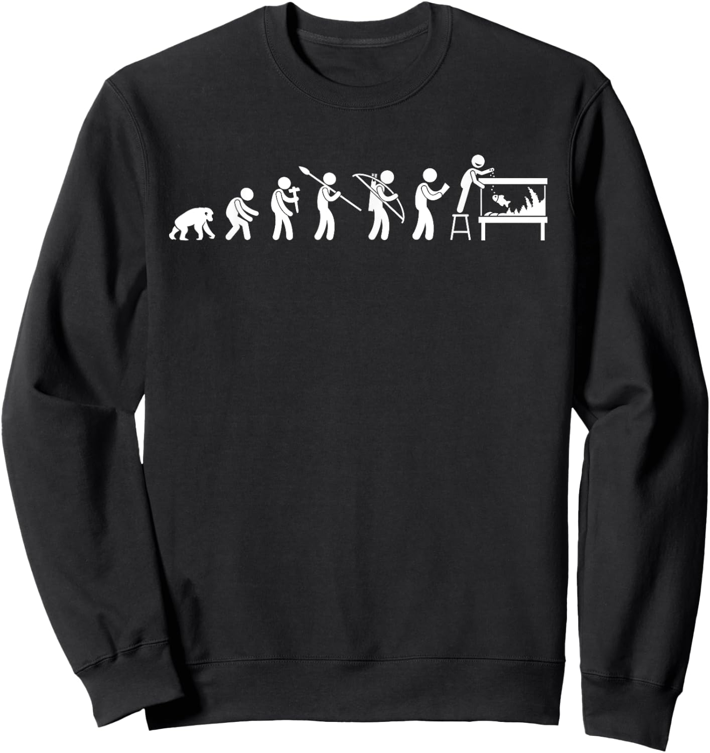 Funny Aquarium Shirts - Aquarium Evolution Fish Keeper - Men's Black Animal Print Short Sleeve Classic Fit - Small Sweatshirt - Sweatshirt | Black
