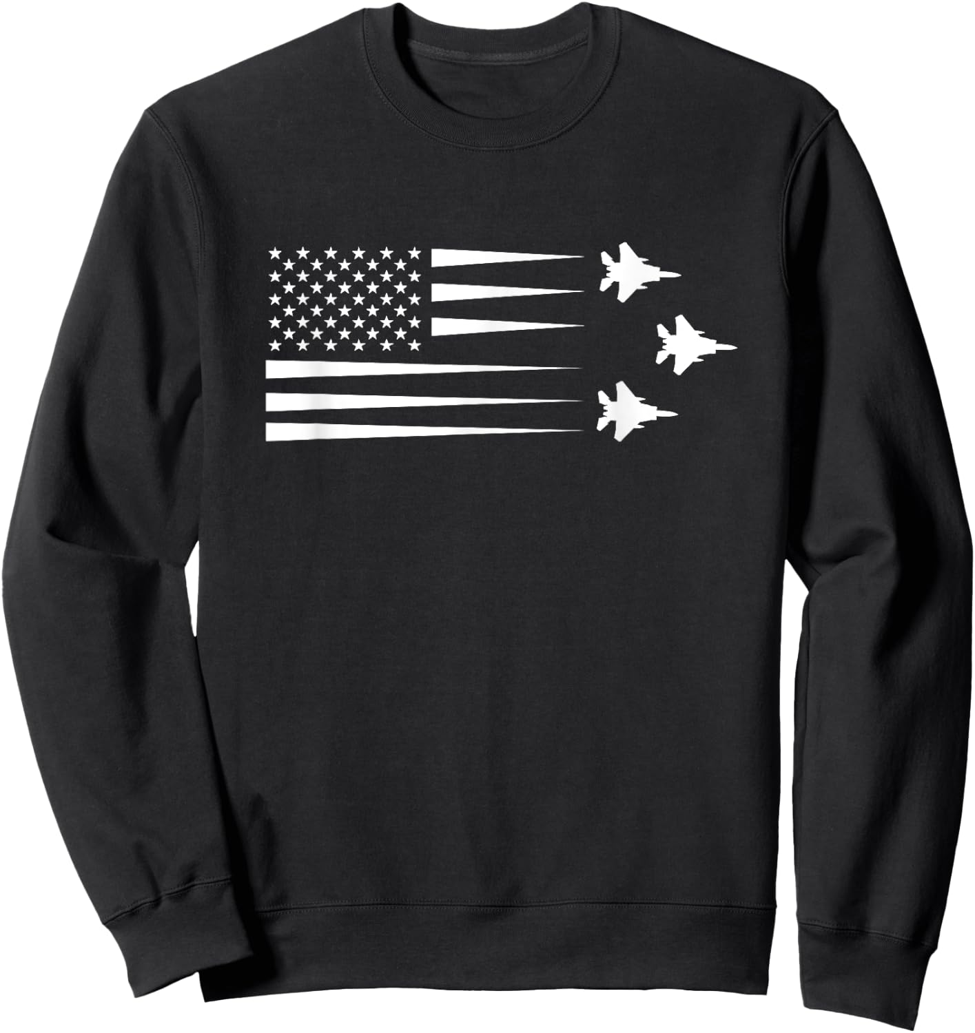 F-15 Eagle US American Flag Sweatshirt - Sweatshirt | Black