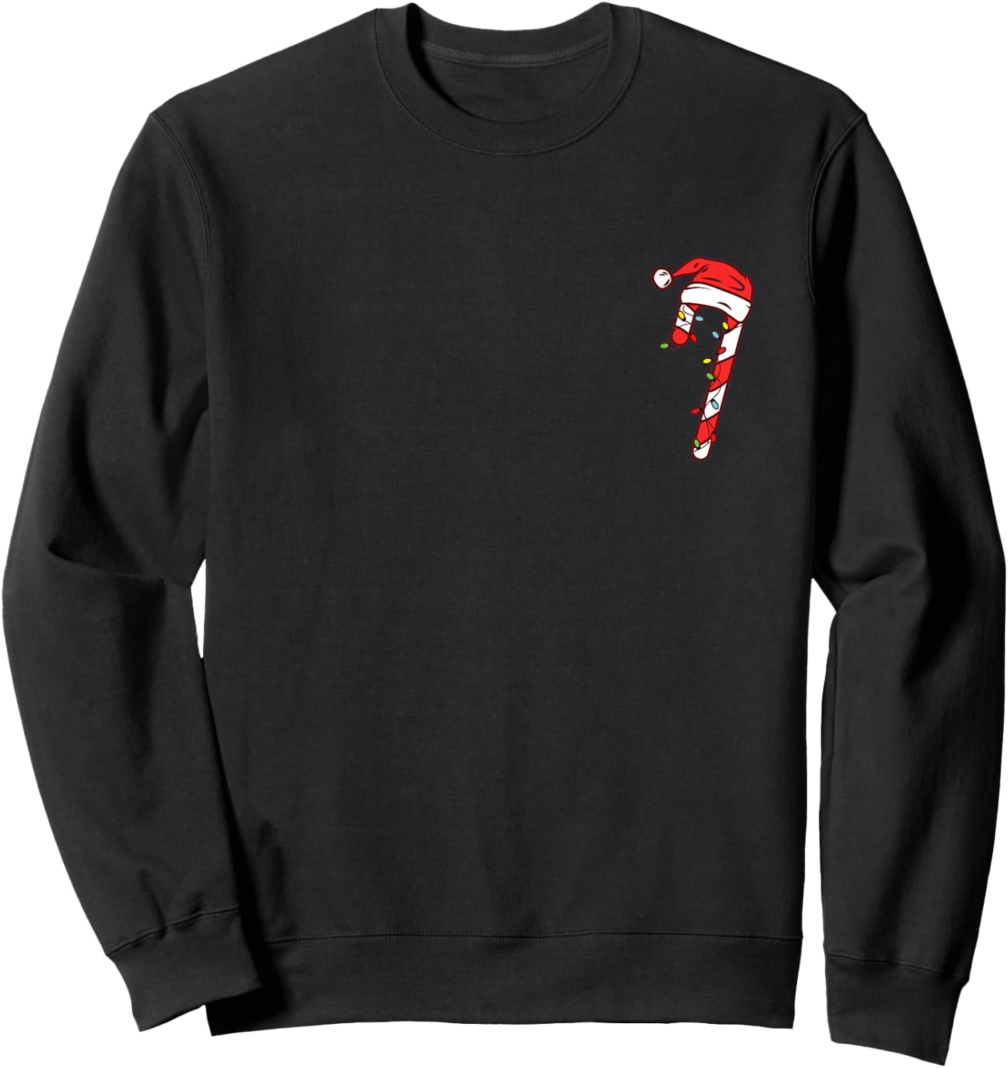 Pocket Candy Cane Santa Hat Christmas Funny Lights Sweatshirt - Sweatshirt | Black