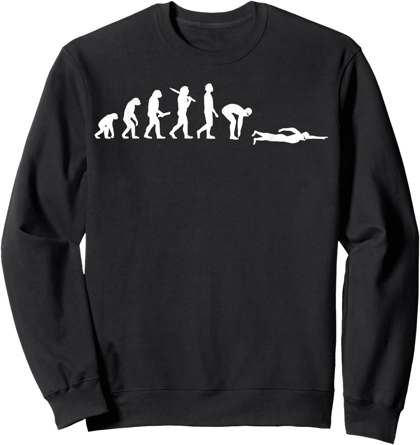 Funny Swimming Evolution Gift Swimmers Sweatshirt - Sweatshirt | Black
