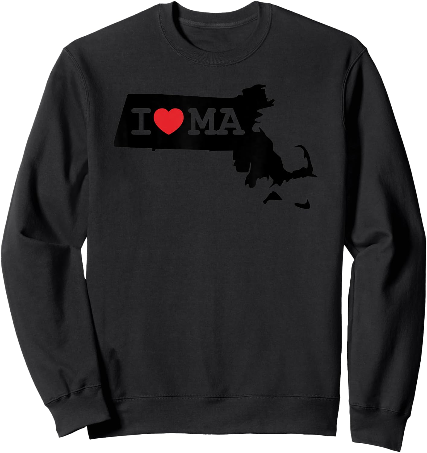 I Heart MA Love Boston Massachusetts Silhouette Art Gift Sweatshirt - Sweatshirt | Black