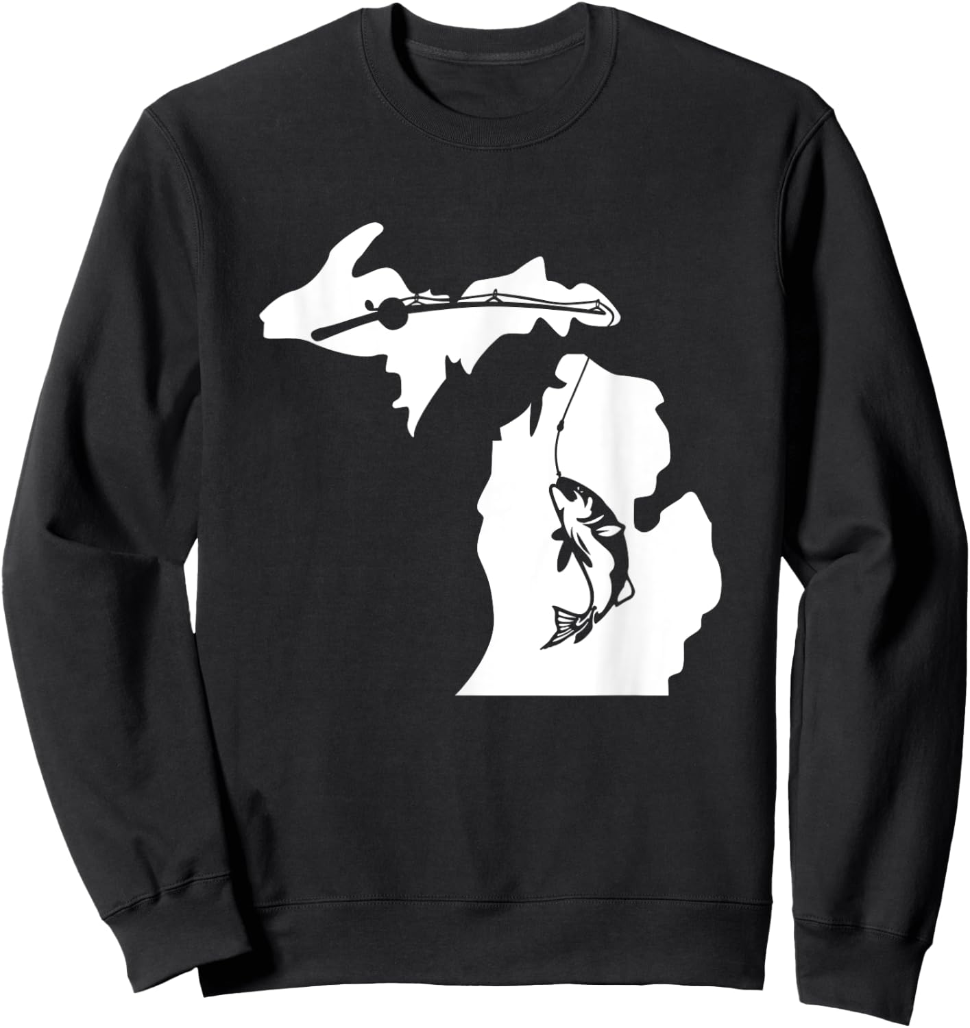 Cute Michigan Fishing Bass Home State Midwest Up North Retro Sweatshirt - Sweatshirt | Black