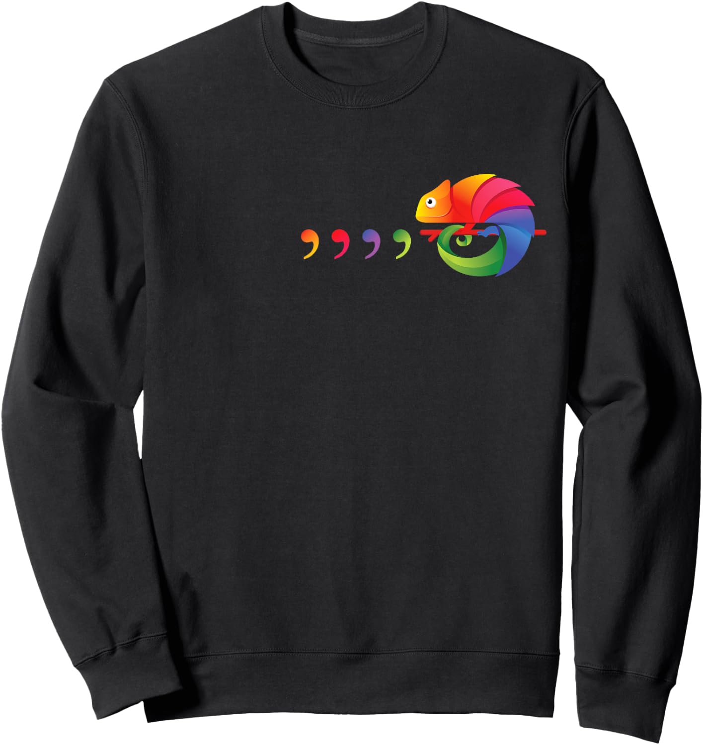 Comma Chameleon Funny 80's Throwback Sweatshirt - Sweatshirt | Black
