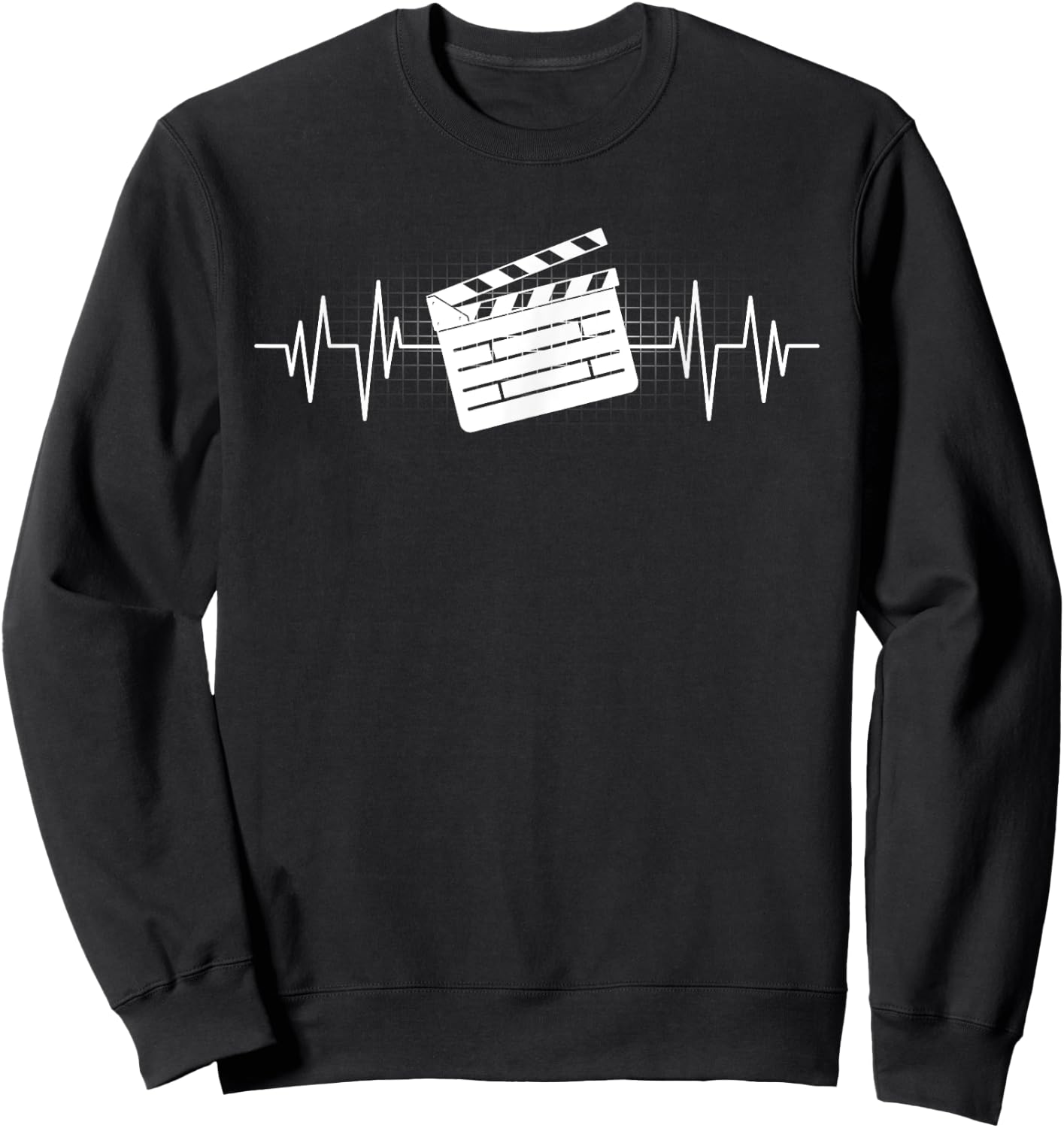 Clapperboard Heartbeat Funny EKG Filmmaker Film Lover Gift Sweatshirt - Sweatshirt | Black