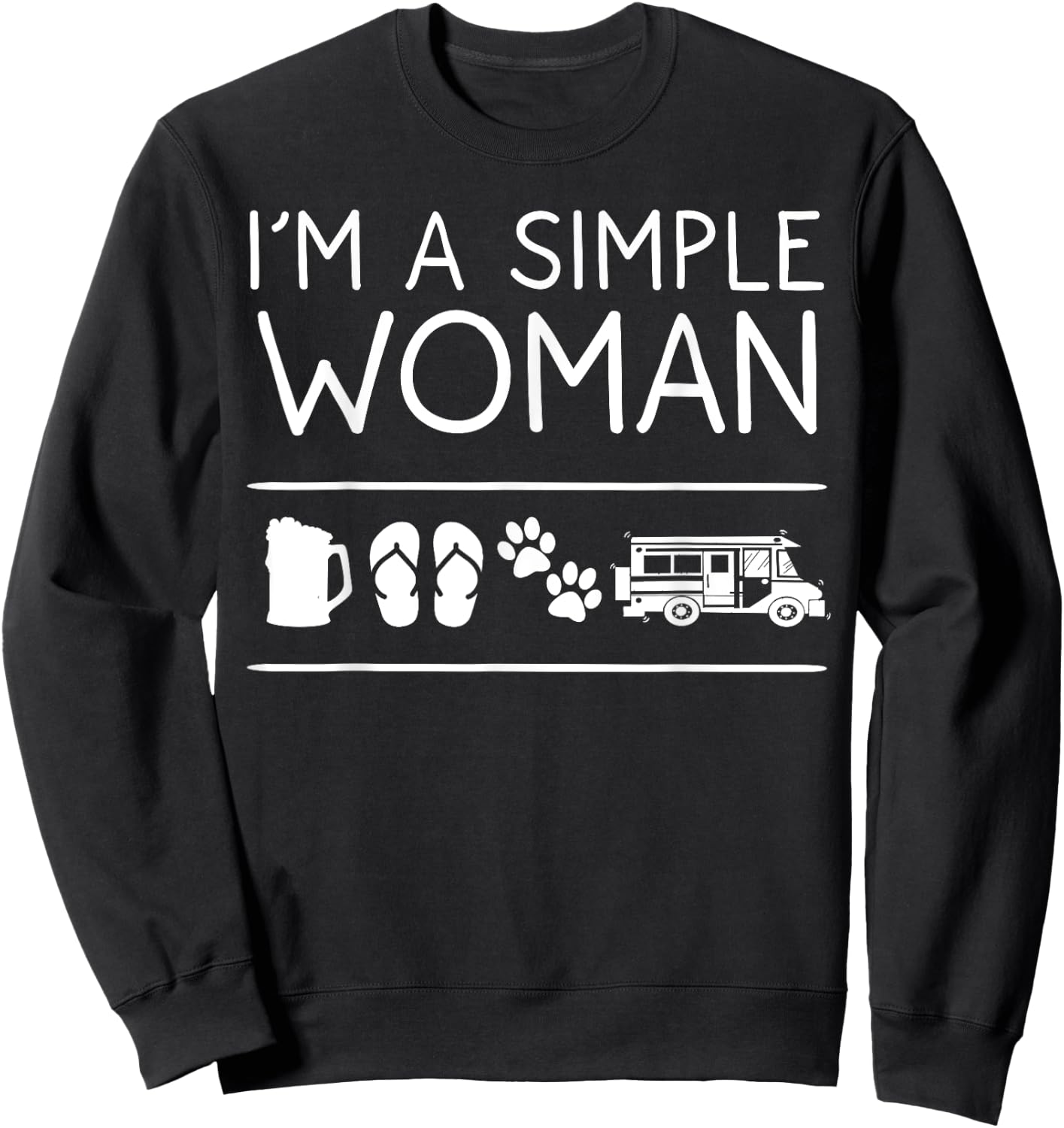 I'm A Simple Woman Gift Beer Dog Camping Flip Flop Lover Sweatshirt - Sweatshirt | Black