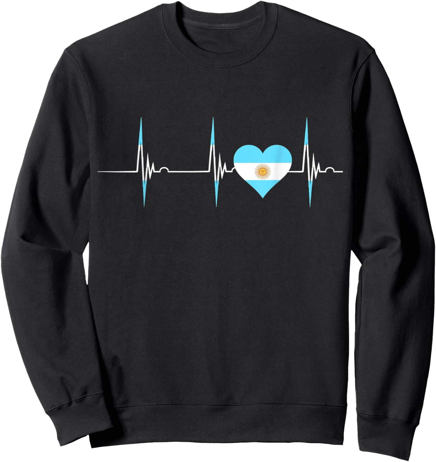 Argentina Heart Argentinian Heartbeat EKG Pulse Argentine Sweatshirt - Sweatshirt | Black