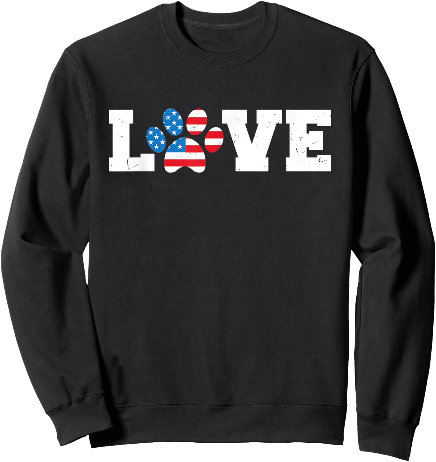 Vintage Love USA Dog Paw 4th of July Patriot Dogs Owner Gift Kids Men Sweatshirt - Sweatshirt | Black