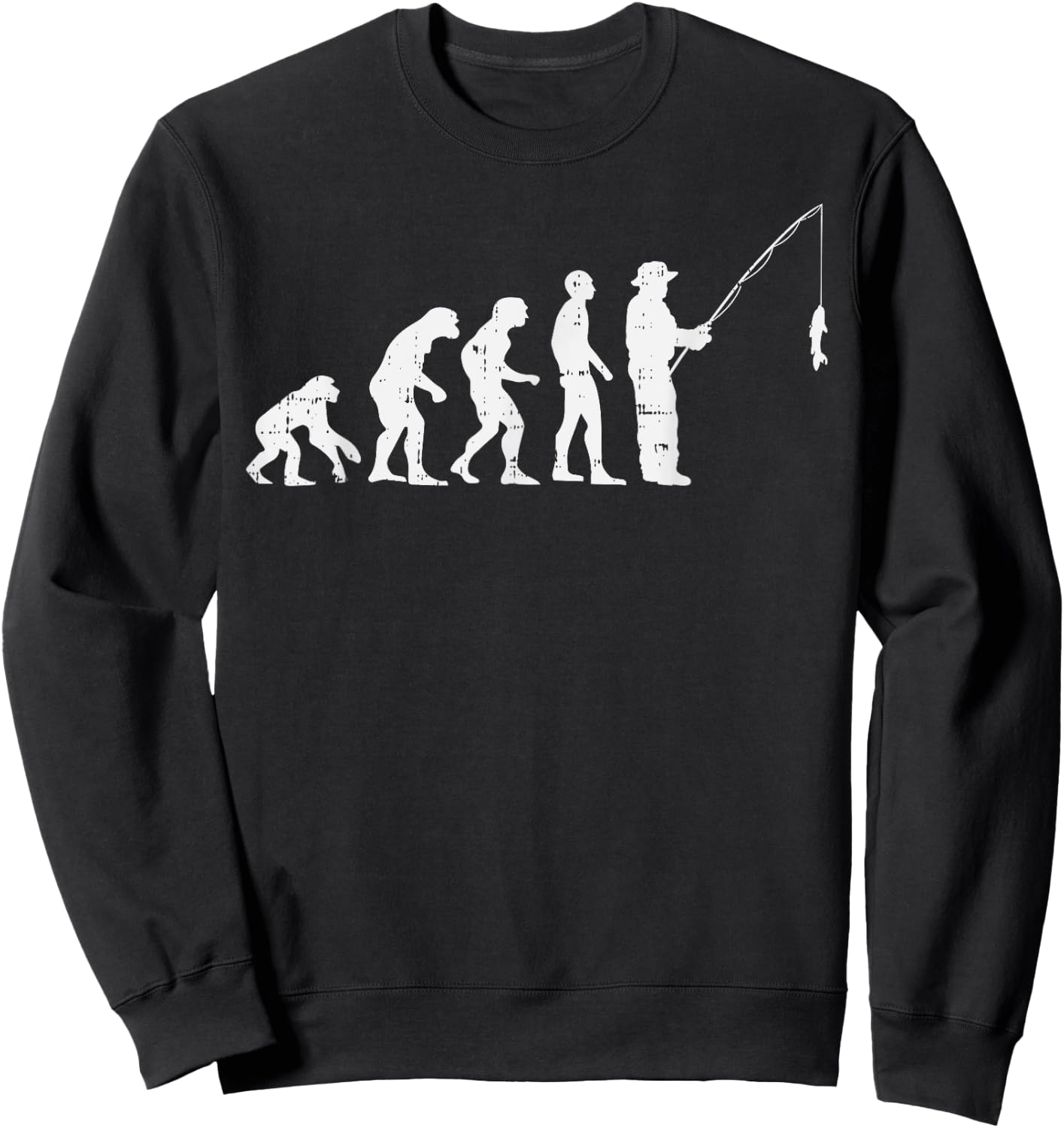 Evolution Of Man Fishing Funny Angling Fisherman Angler Gift Sweatshirt - Sweatshirt | Black