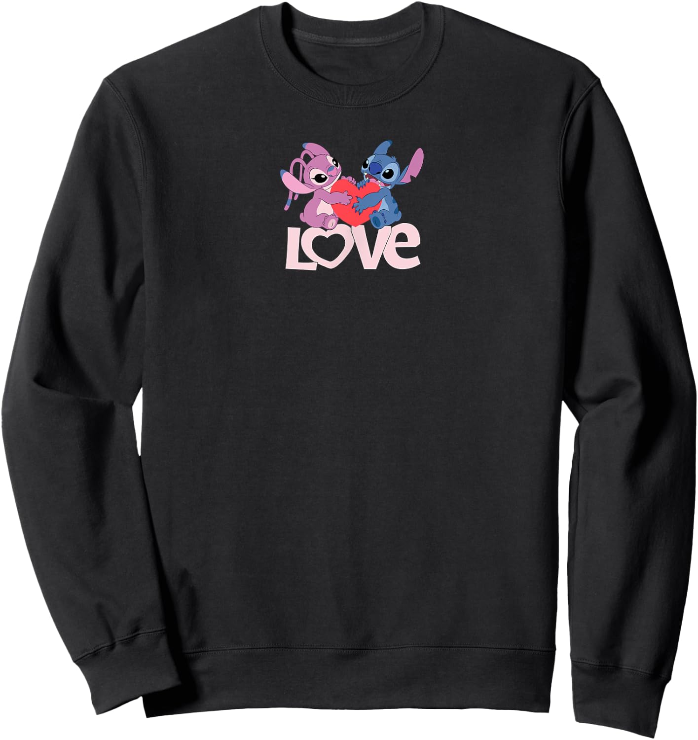 Amazon Essentials Stitch and Angel Love Valentine's Day Sweatshirt - Sweatshirt | Black