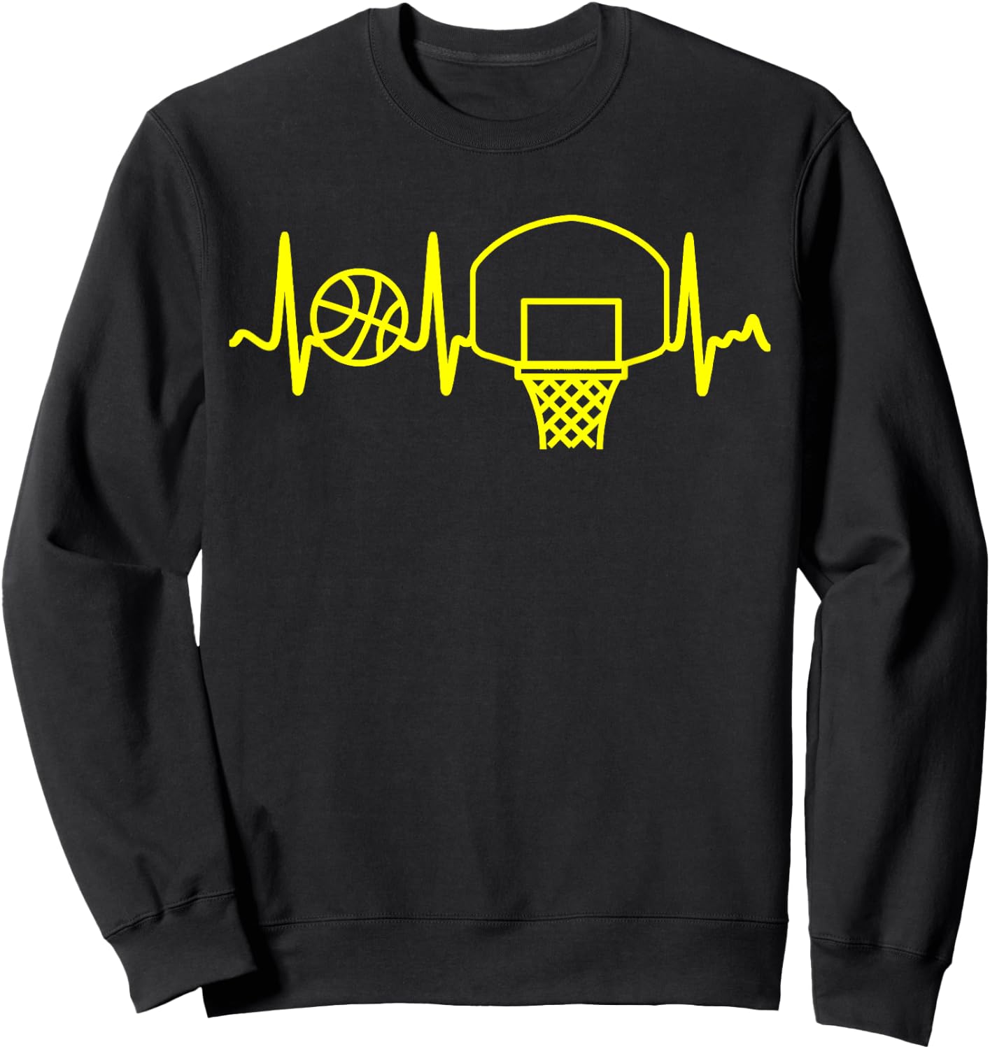 Yellow Heartbeat Basketball Backboard and Hoop Sweatshirt - Sweatshirt | Black