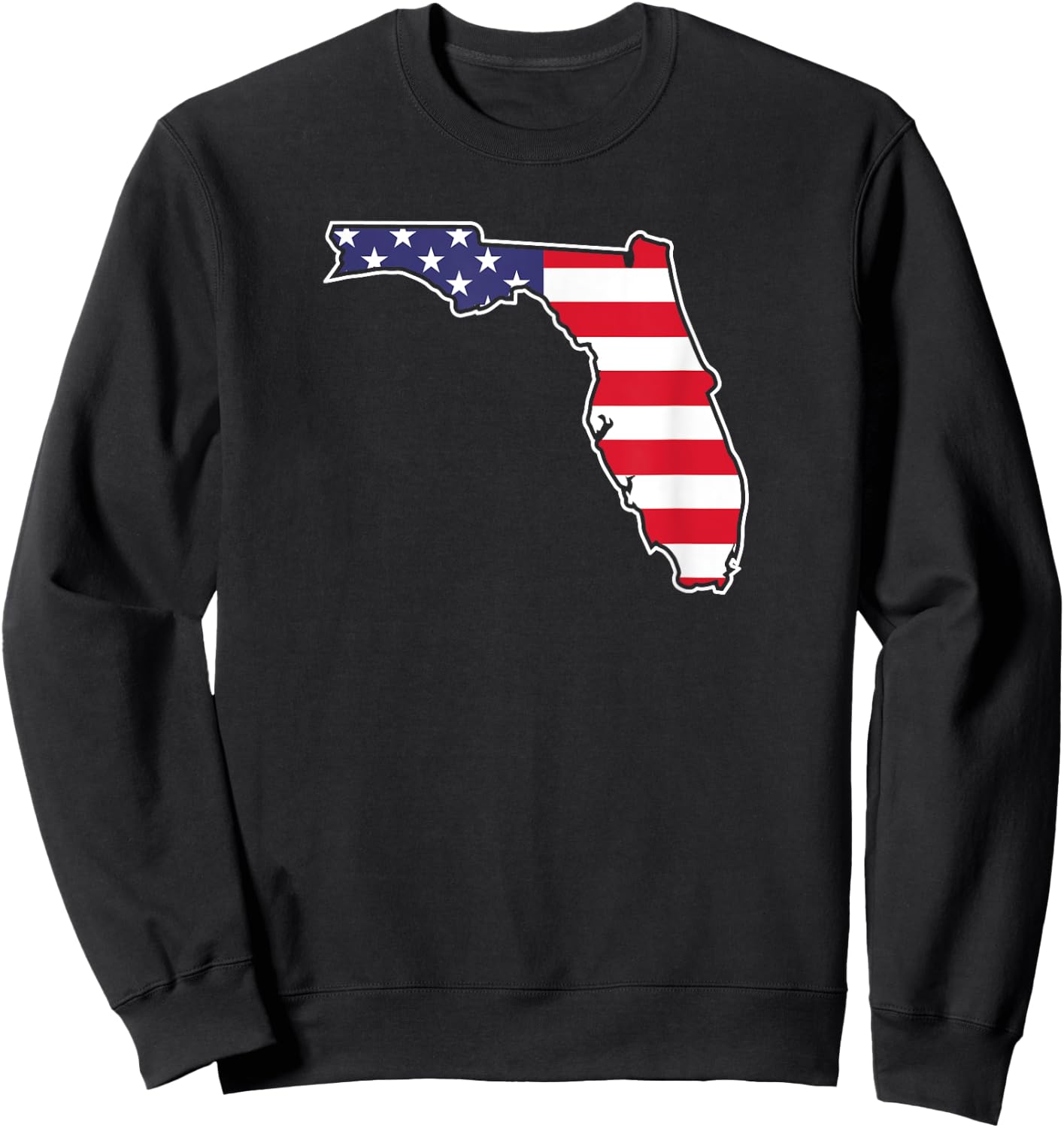 Florida USA Flag State Outline Patriotic American Women Kids Men Sweatshirt - Sweatshirt | Black