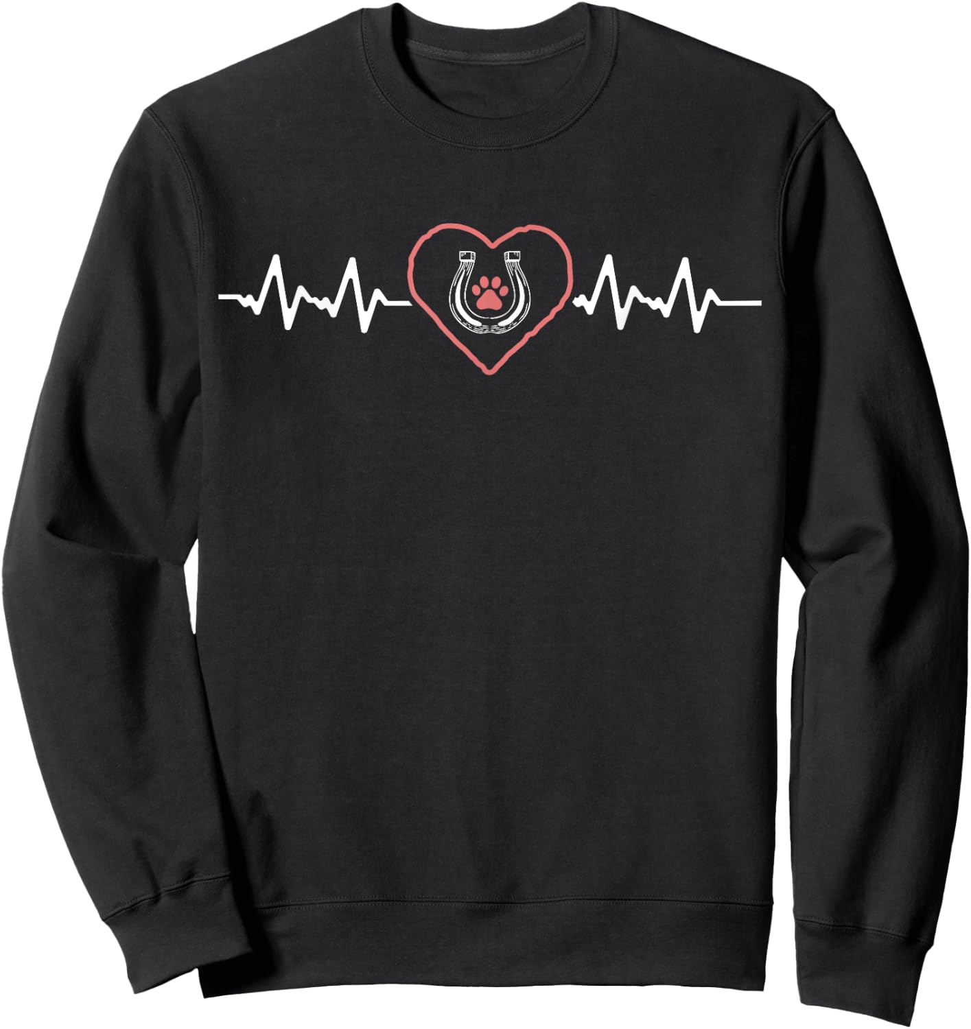 Cute Heartbeat Horseshoe Dog Paw Horse and Dog Lover Sweatshirt - Sweatshirt | Black