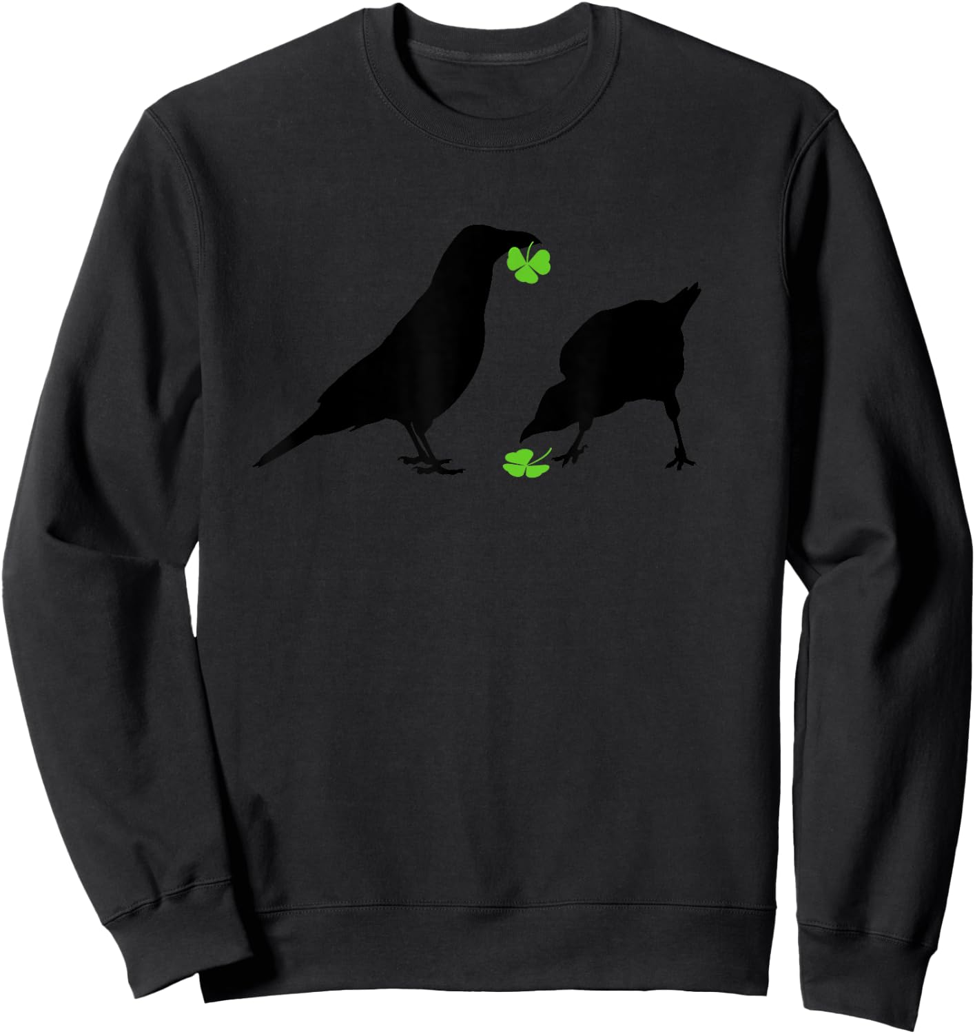 Saint Patrick's Day Shamrock Crows for Bird Lovers Sweatshirt - Sweatshirt | Black