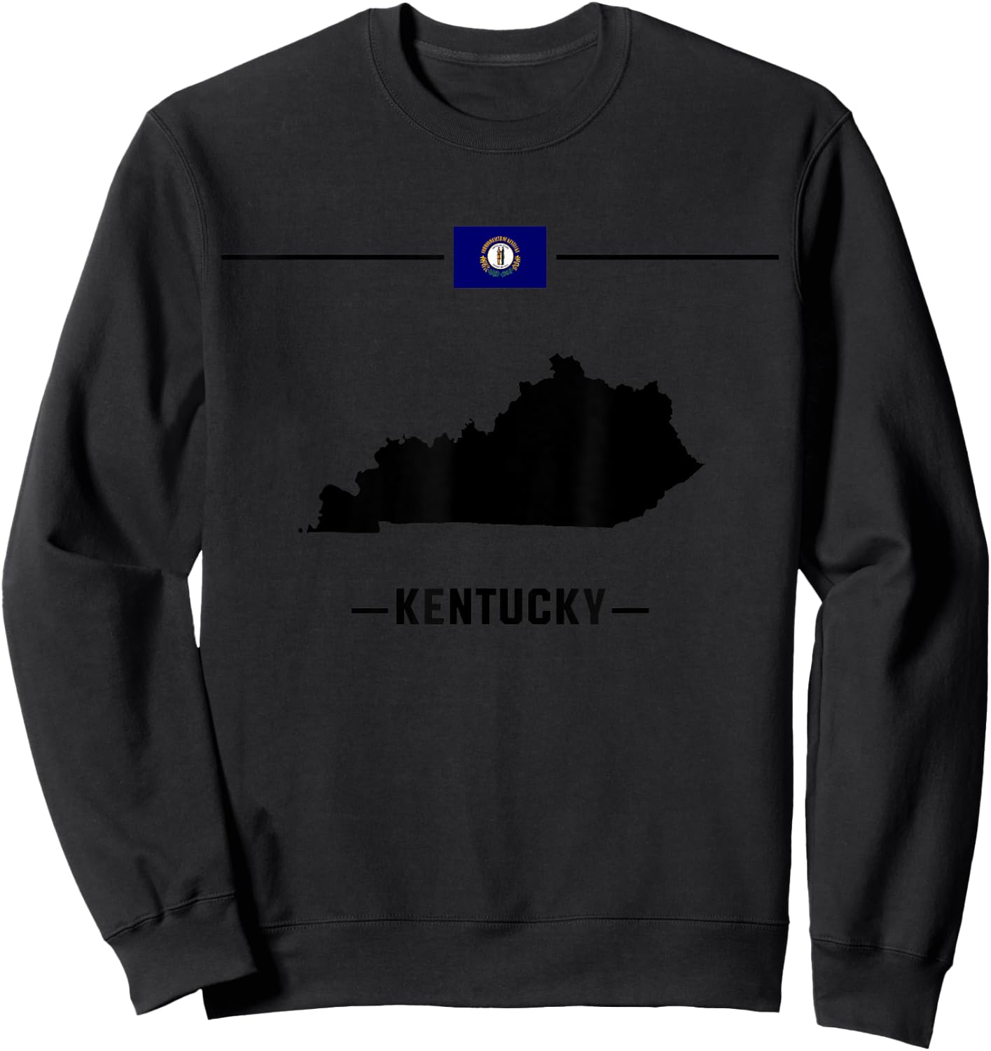Flag of Kentucky with map and name of Kentucky state Sweatshirt - Sweatshirt | Black