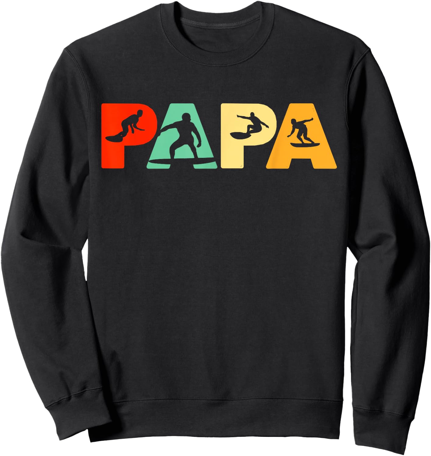 Surf Dad, Retro Dad Surf Father Gift Sweatshirt - Sweatshirt | Black