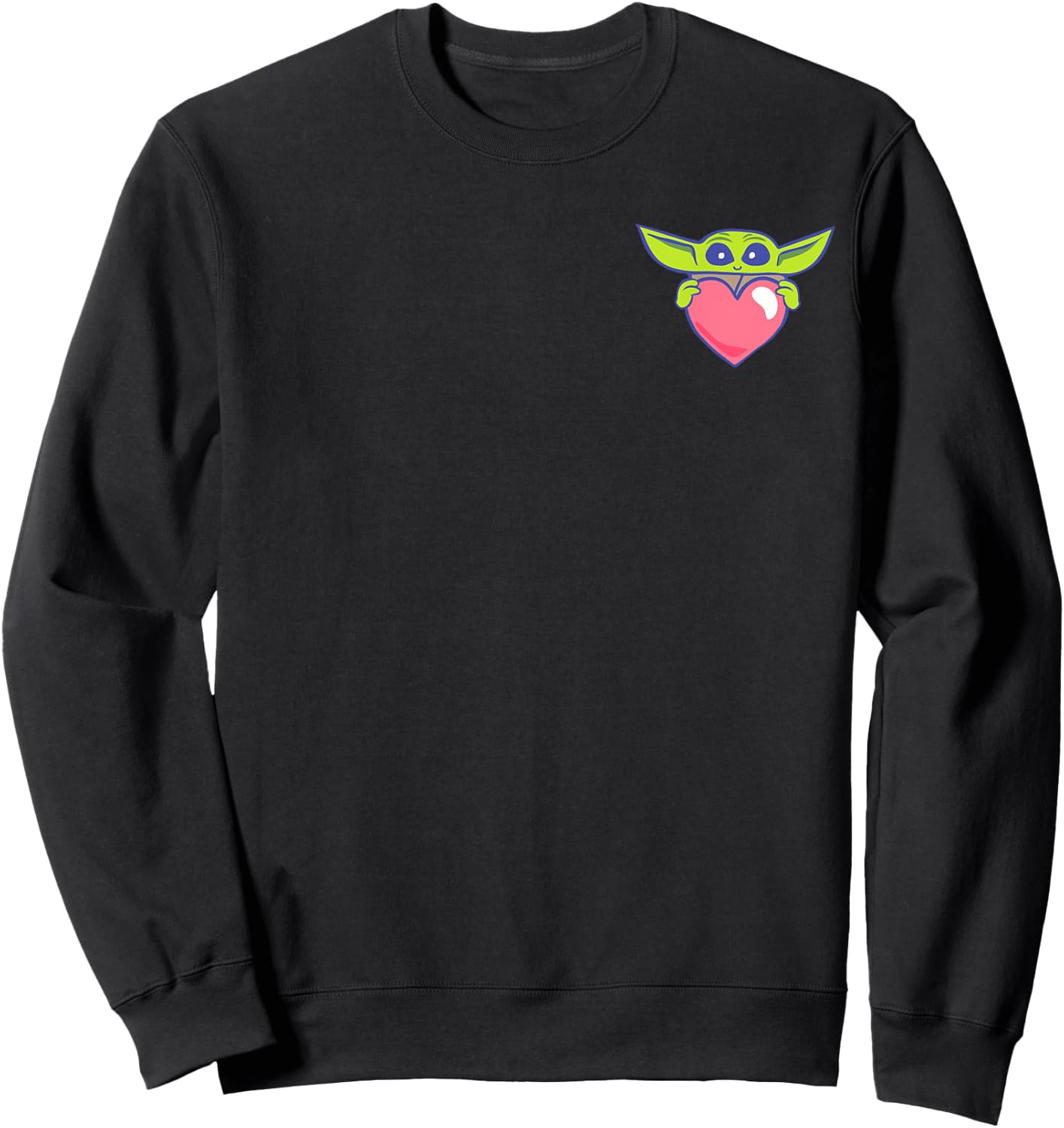 Amazon Essentials The Mandalorian Grogu Holding a Valentine's Heart Sweatshirt - Sweatshirt | Black