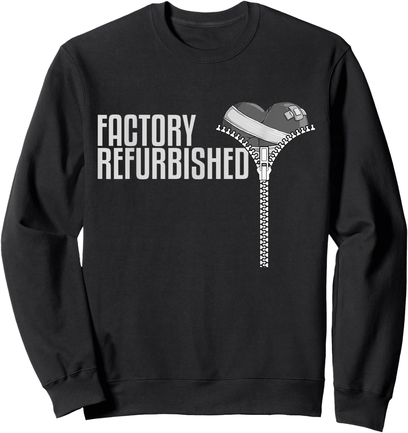 Funny Factory Refurbished Gift Open Heart Surgery Survivors Sweatshirt - Sweatshirt | Black