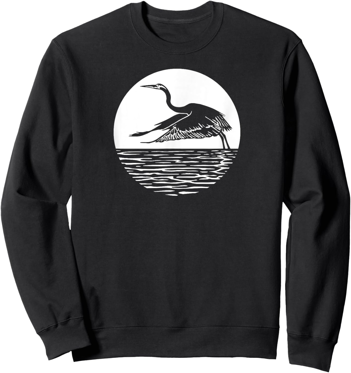 Great Graceful Blue Heron Flying in front of Sun Sweatshirt - Sweatshirt | Black