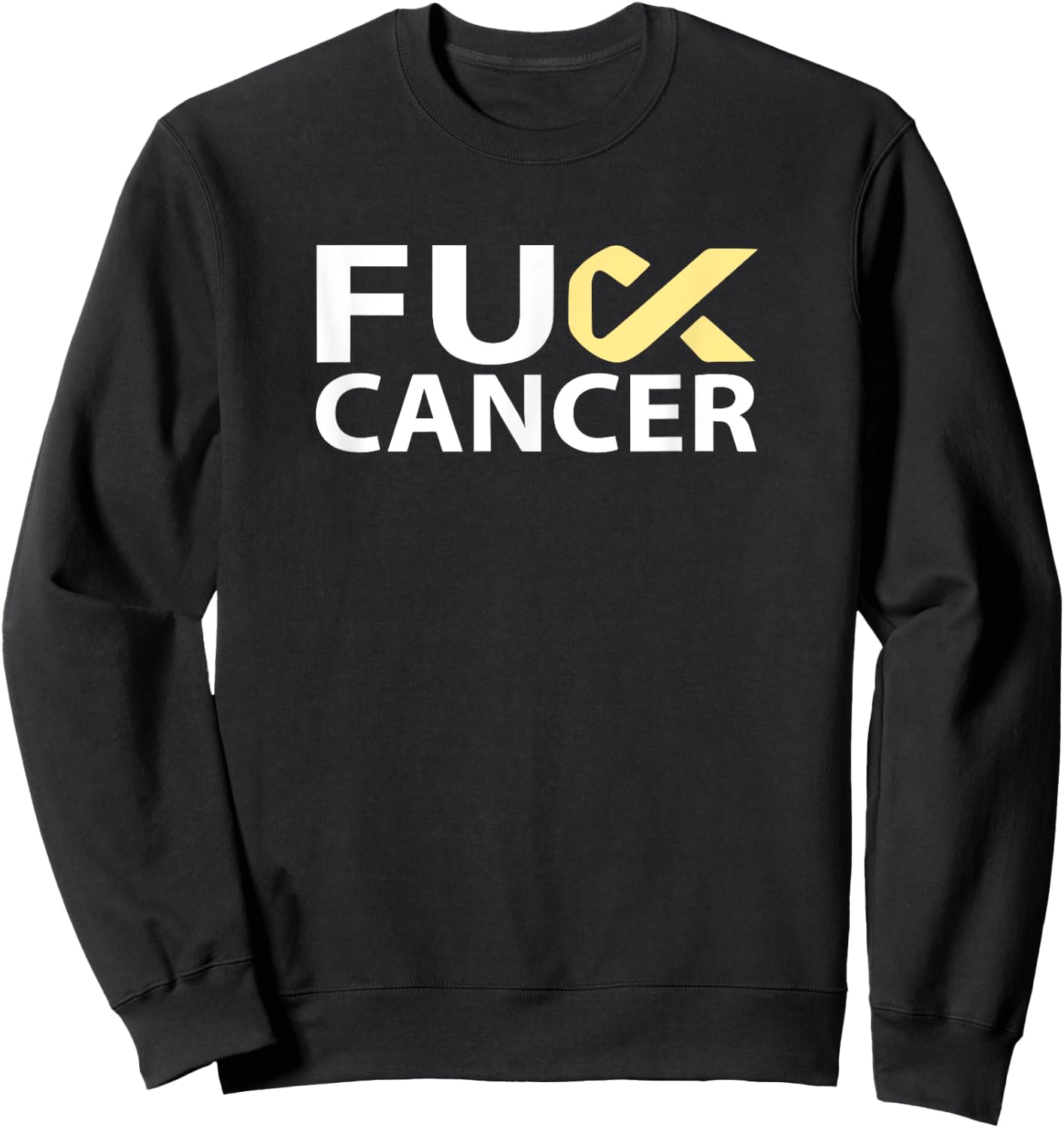 Fuck Bone Cancer F U FU Yellow Ribbon Cancer Awareness Sweatshirt - Sweatshirt | Black