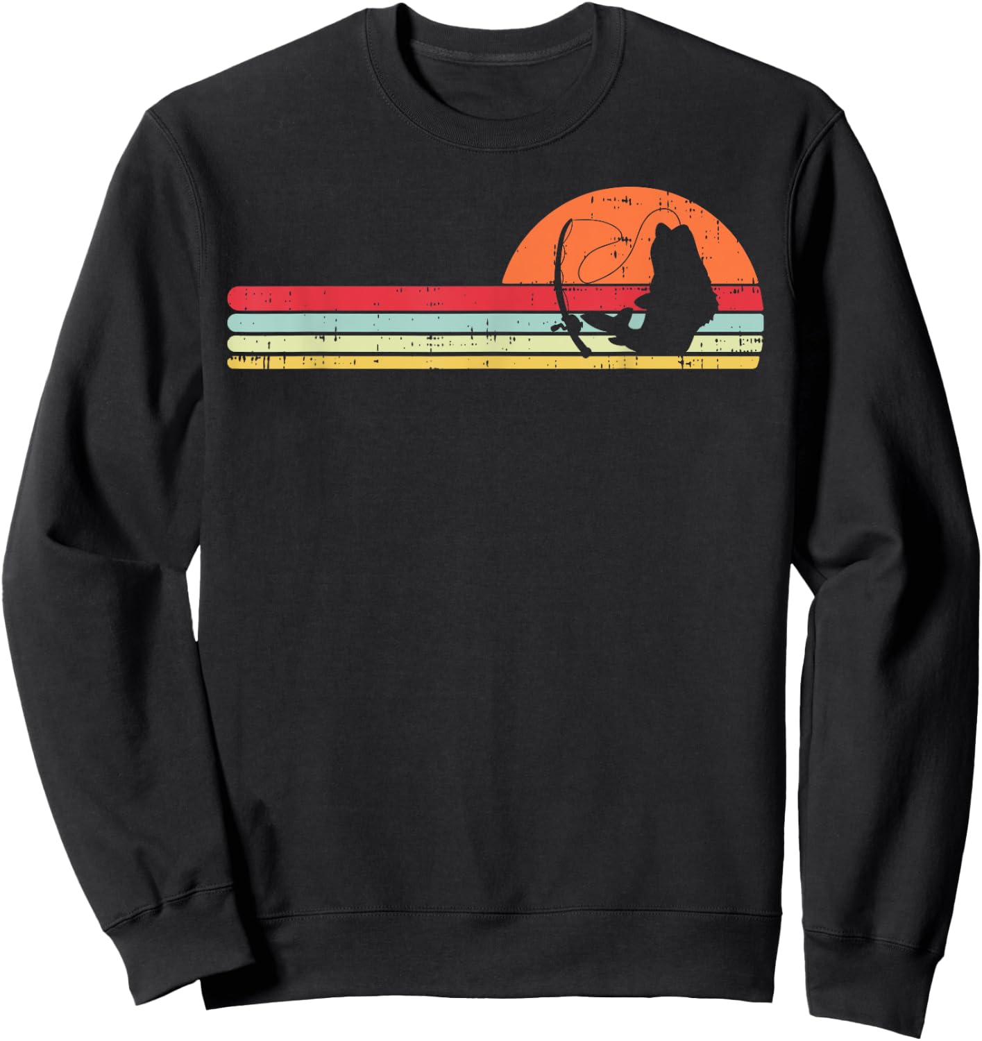Fish Fishing Rod Sunset Retro Angling Fisherman Angler Gift Sweatshirt - Sweatshirt | Black