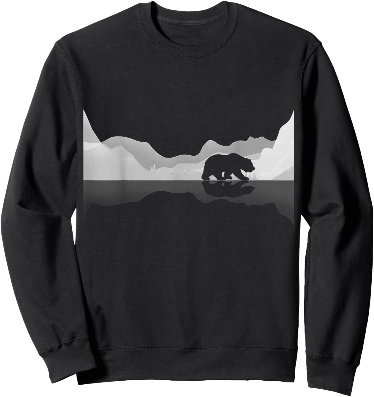 Trees Reflection Wildlife Nature Animal Bear Outdoor Forest Sweatshirt - Sweatshirt | Black