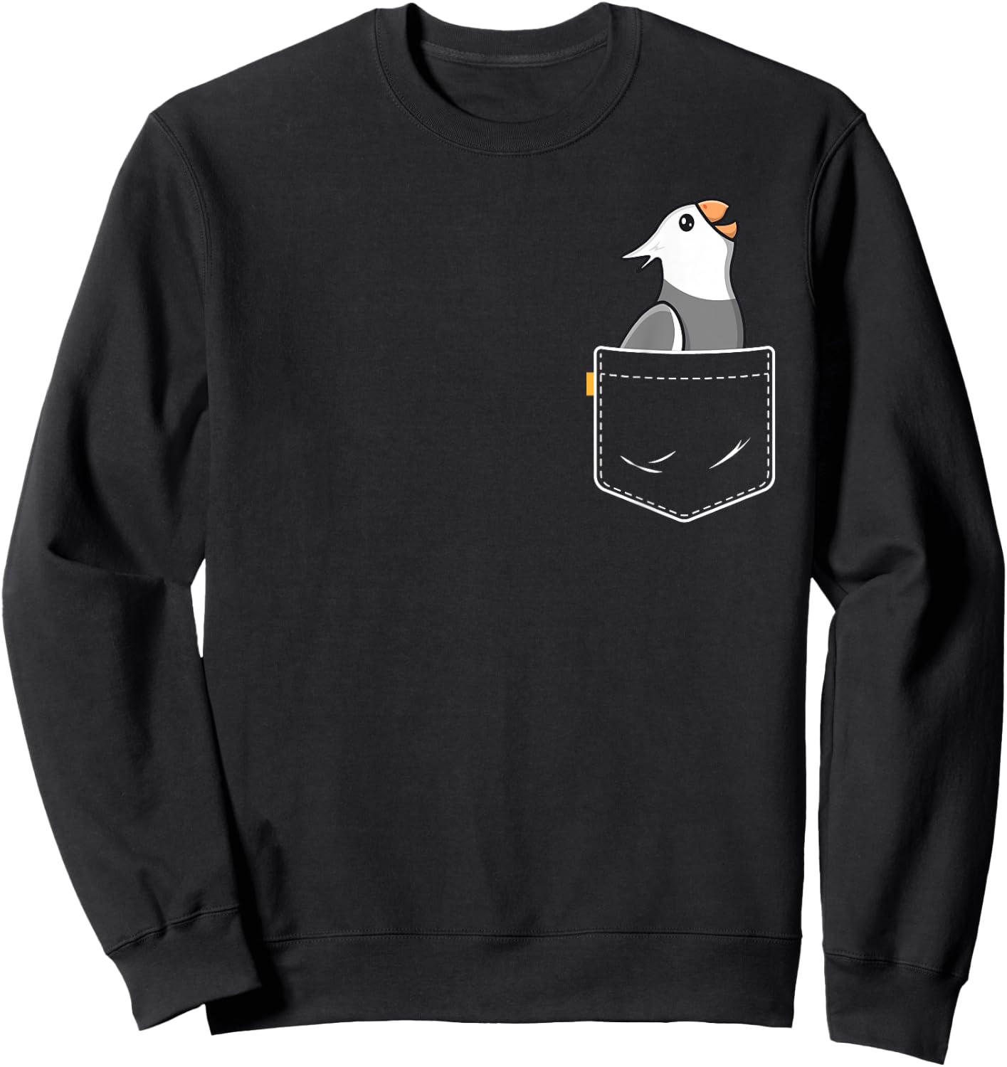 Pocket White Face Cockatiel Women Girls Funny Bird Lovers Sweatshirt - Sweatshirt | Black