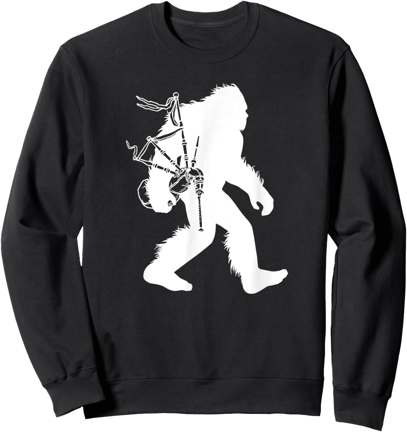 Bigfoot Bagpipes Irish Cryptid Scottish Sasquatch Bagpiper Sweatshirt - Sweatshirt | Black