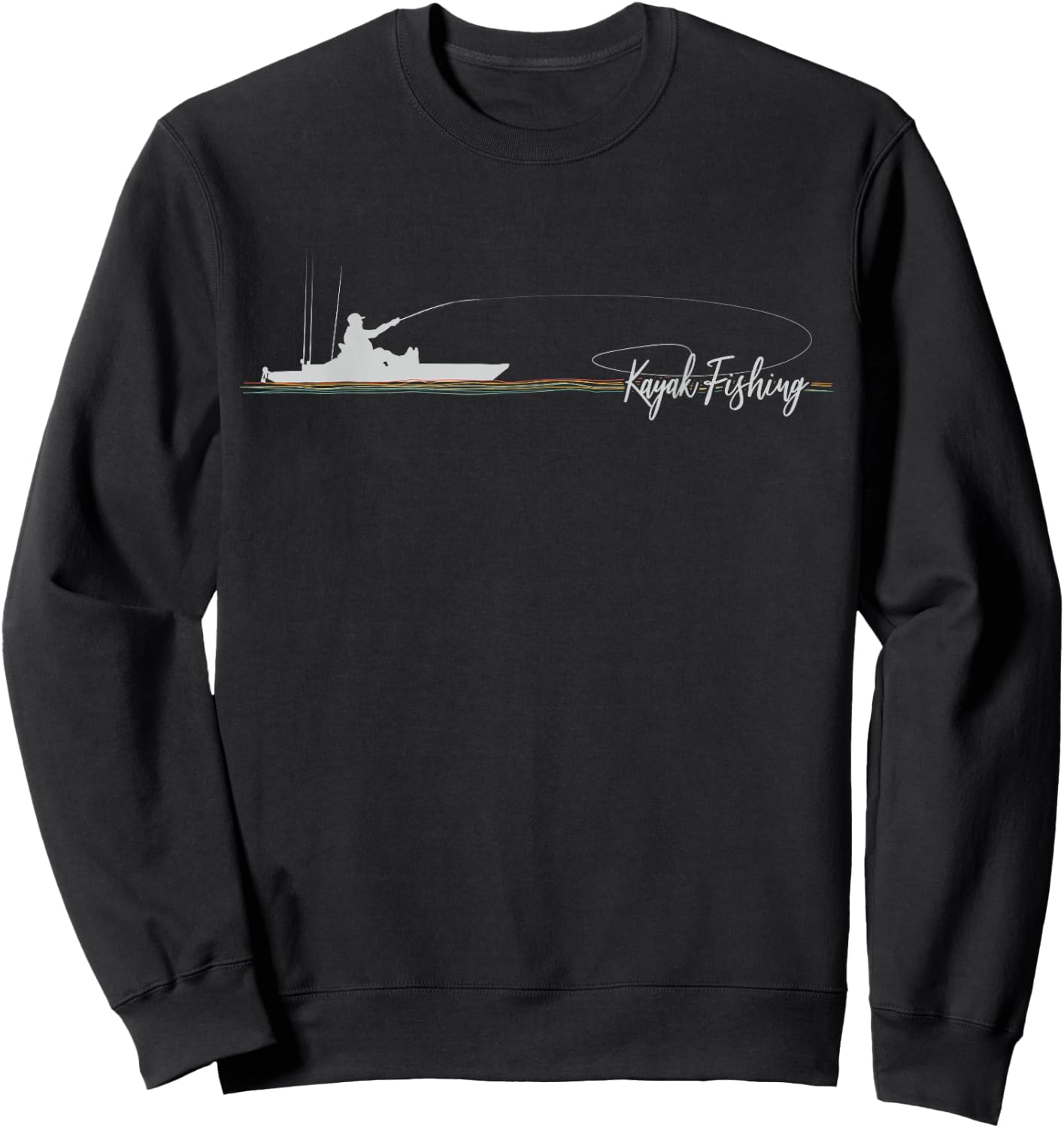 Pedal Drive Fishing Kayak Angling Fisherman Kayaking Sweatshirt - Sweatshirt | Black