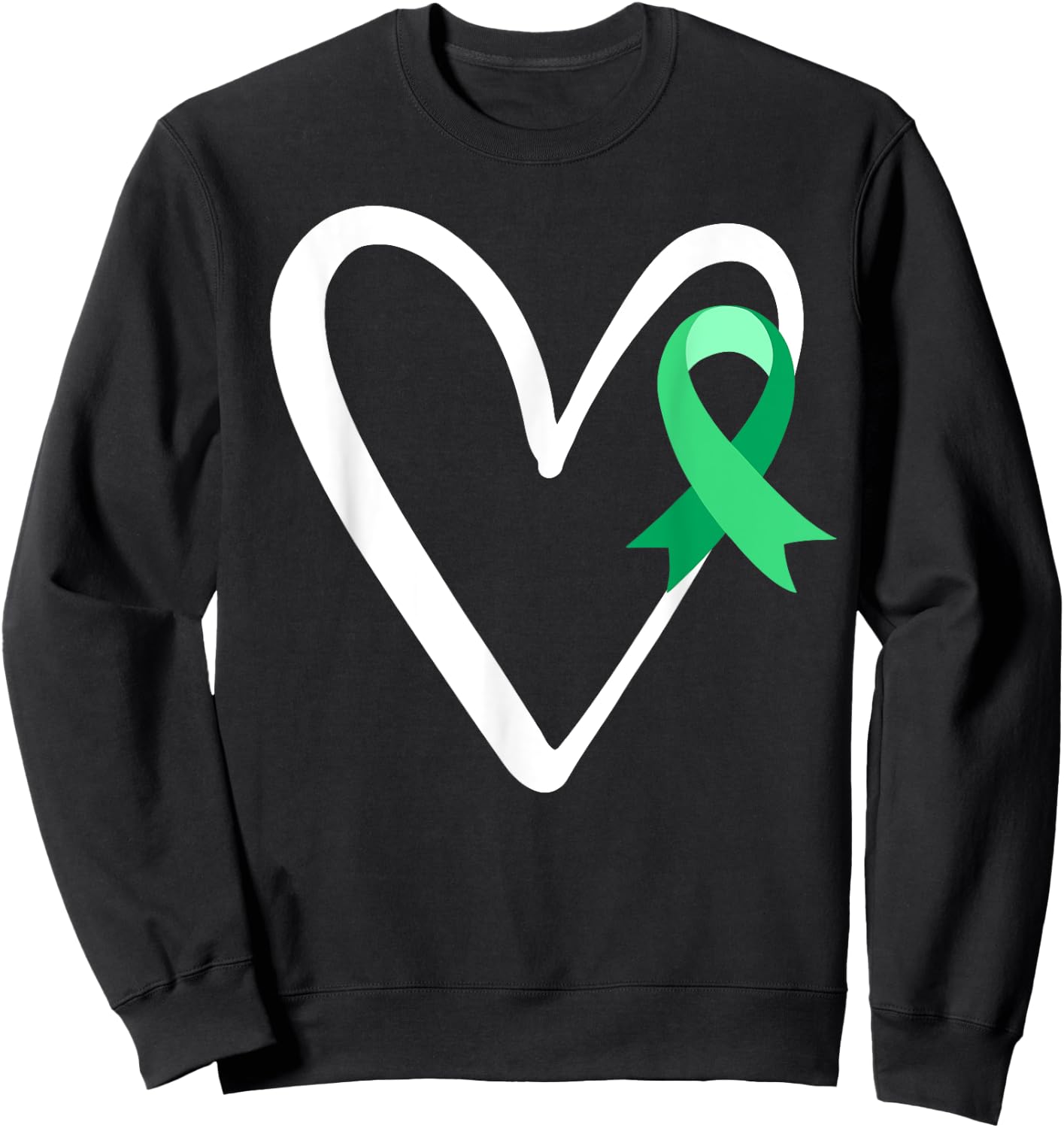 Heart Liver Cancer Awareness Green Ribbon Warrior Sweatshirt - Sweatshirt | Black