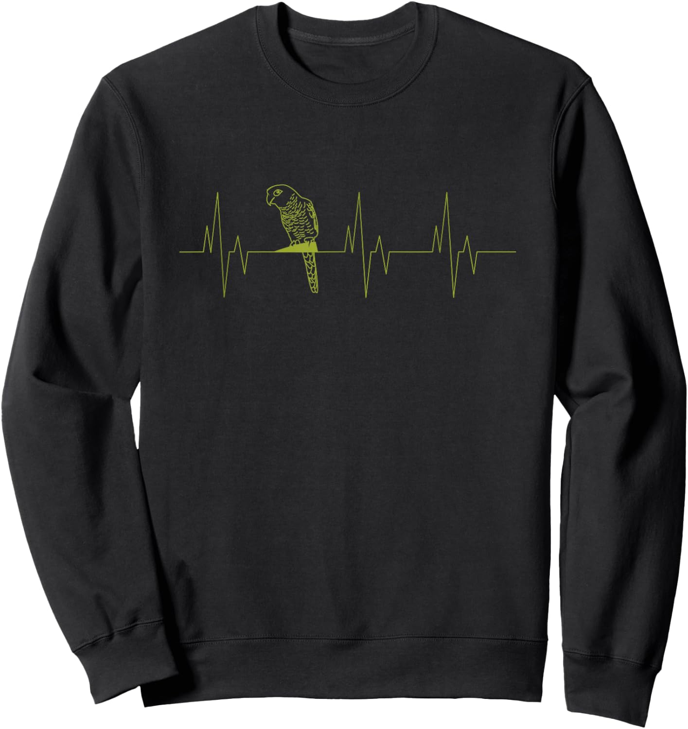 Green Cheek Conure Heartbeat Funny EKG Parrot Lovers Gift Sweatshirt - Sweatshirt | Black