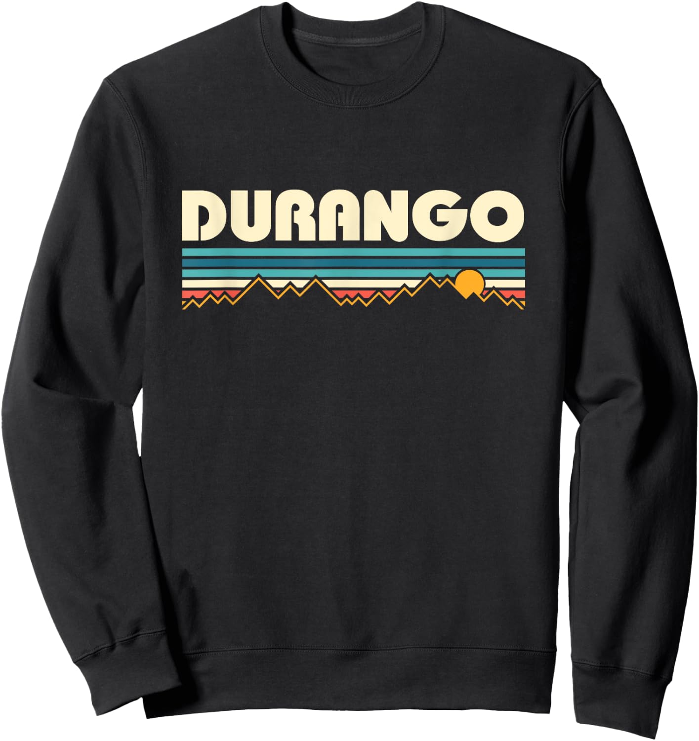 Retro Durango Colorado Mountain Sunset Sweatshirt - Sweatshirt | Black