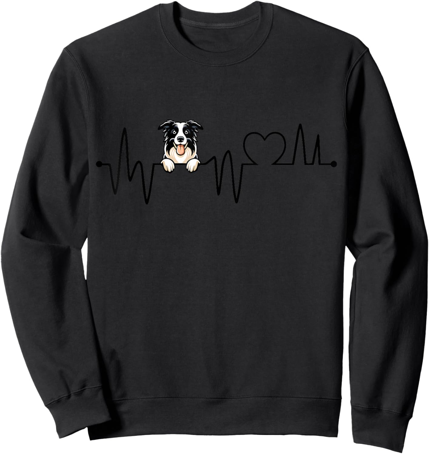 Border Collie Heartbeat - Men Women Kids Border Lover Sweatshirt - Sweatshirt | Black