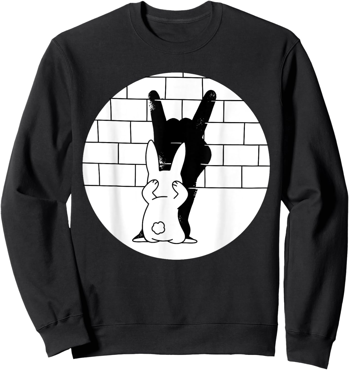 Funny Rabbit Bunny Animal Shadow Puppet Sweatshirt - Sweatshirt | Black