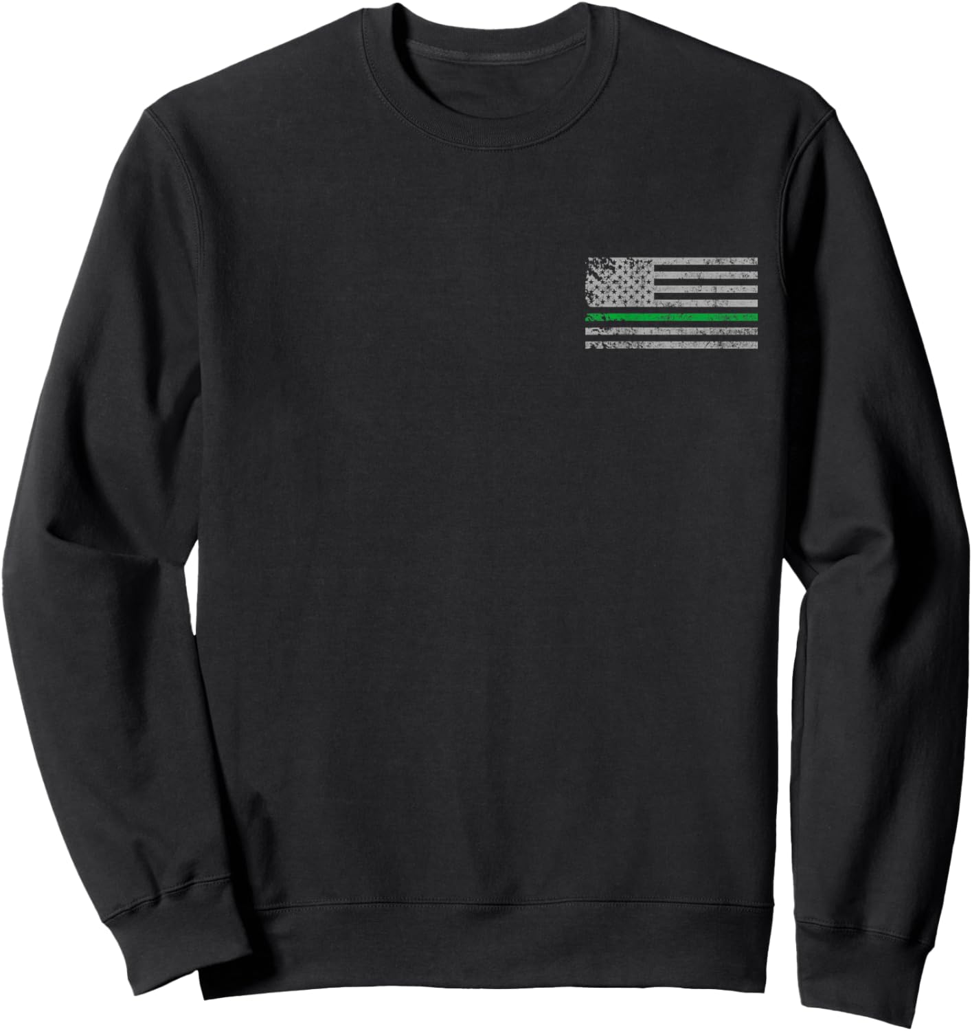 Thin Green Line American Patriotic USA Flag Men Women Sweatshirt - Sweatshirt | Black
